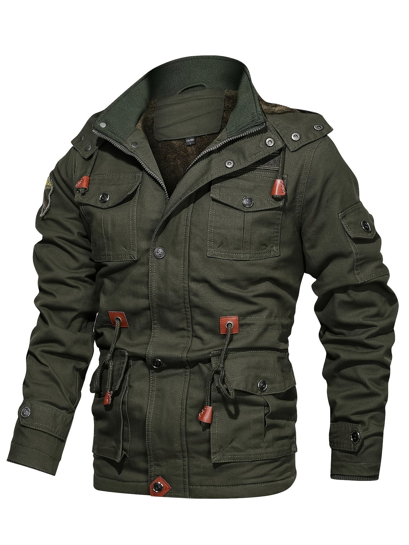Side view of the men's workwear hooded jacket showing the fit