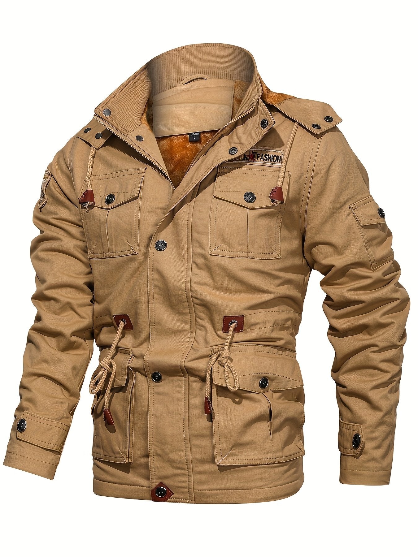 Back view of the men's workwear hooded jacket