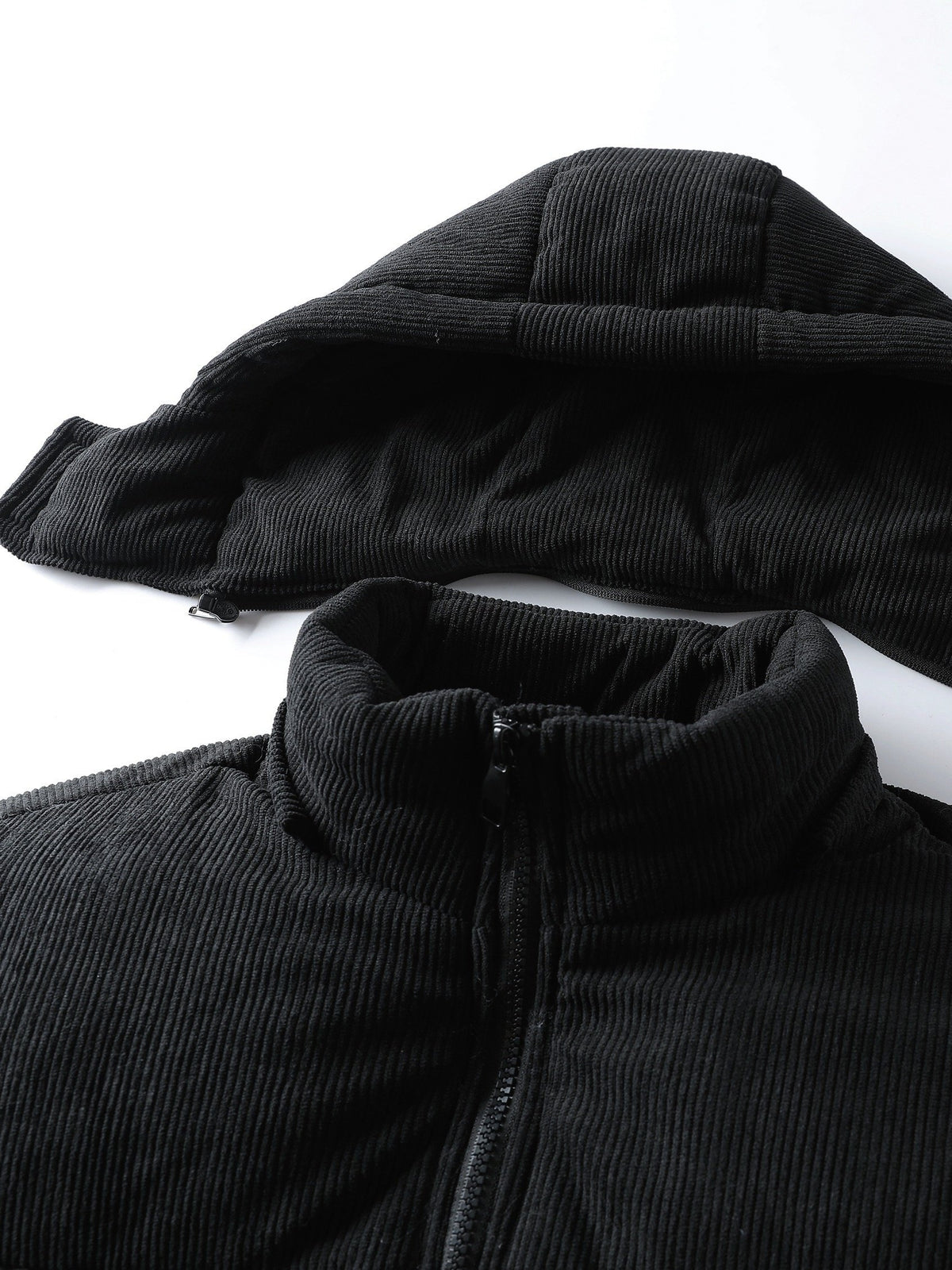 Men's detachable hood jacket styled with jeans for cold weather