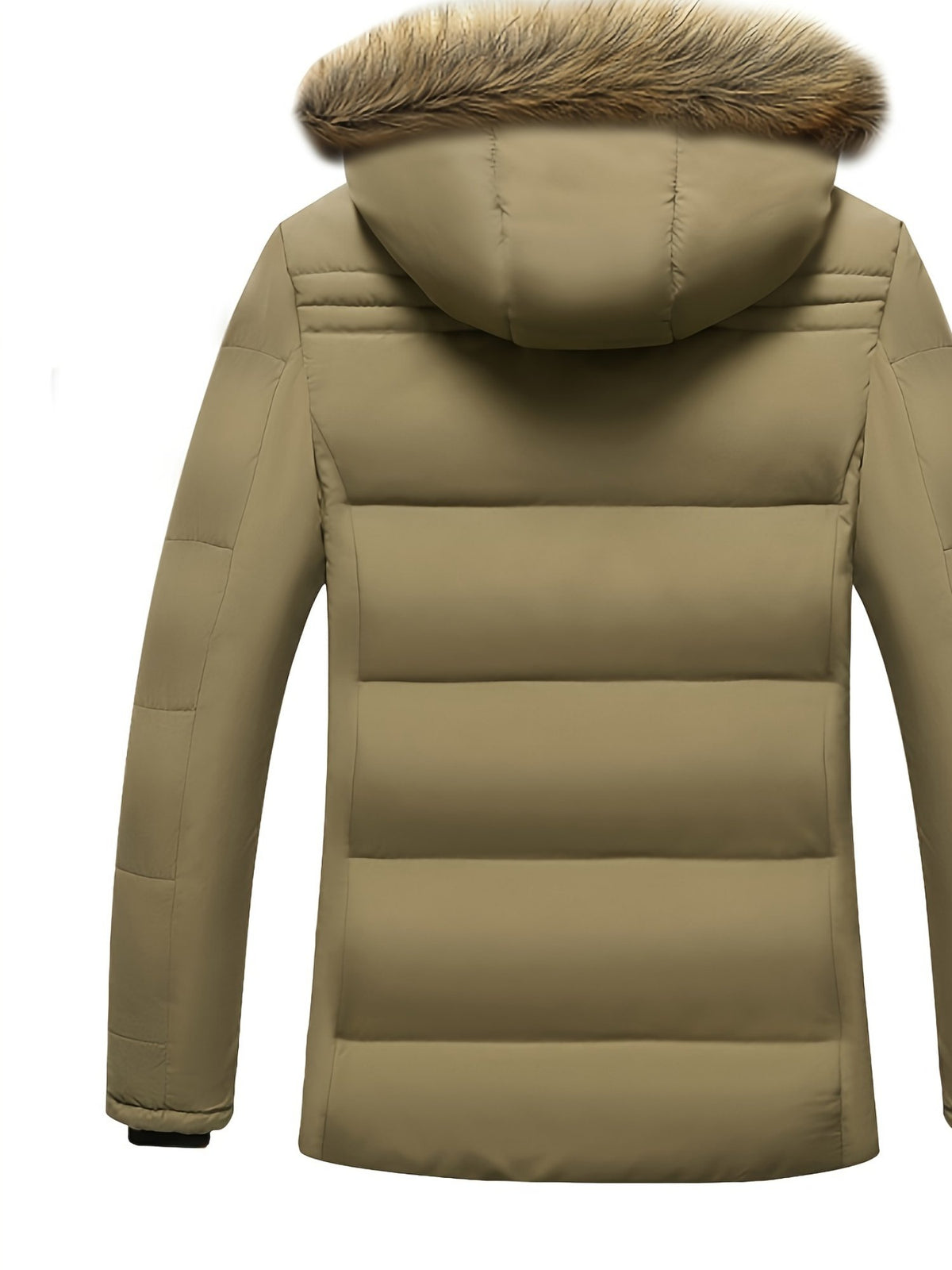 Collar and fastening detail of the men's fleece-lined windbreaker