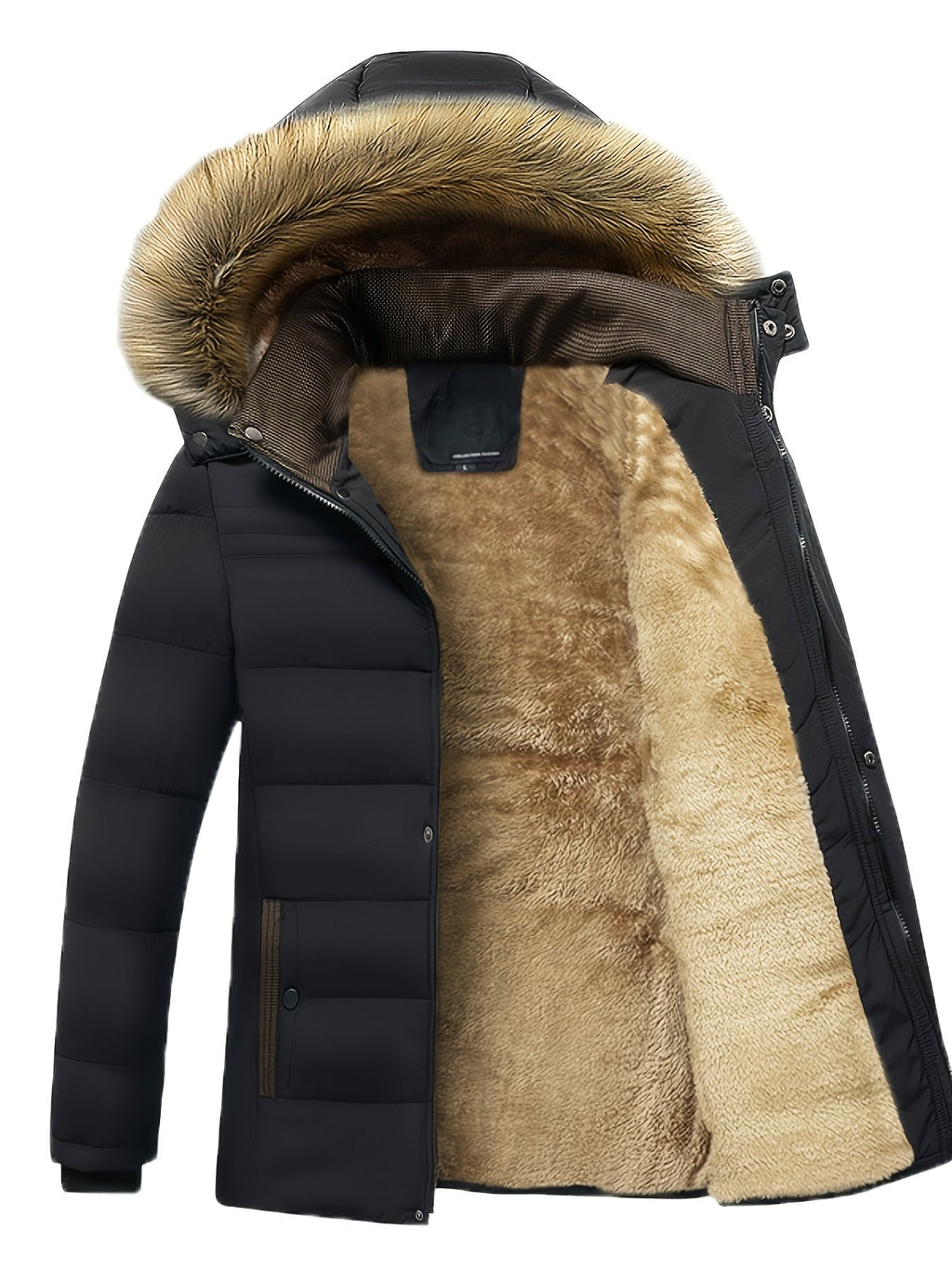 Men's fleece-lined windbreaker styled with jeans for cold weather