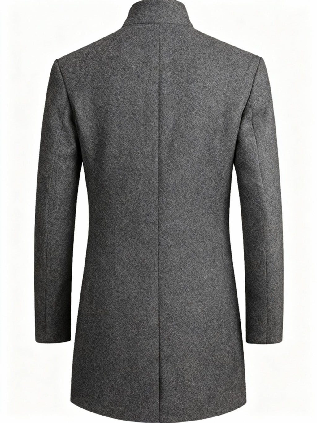 Men's stand collar overcoat styled with jeans for cold weather