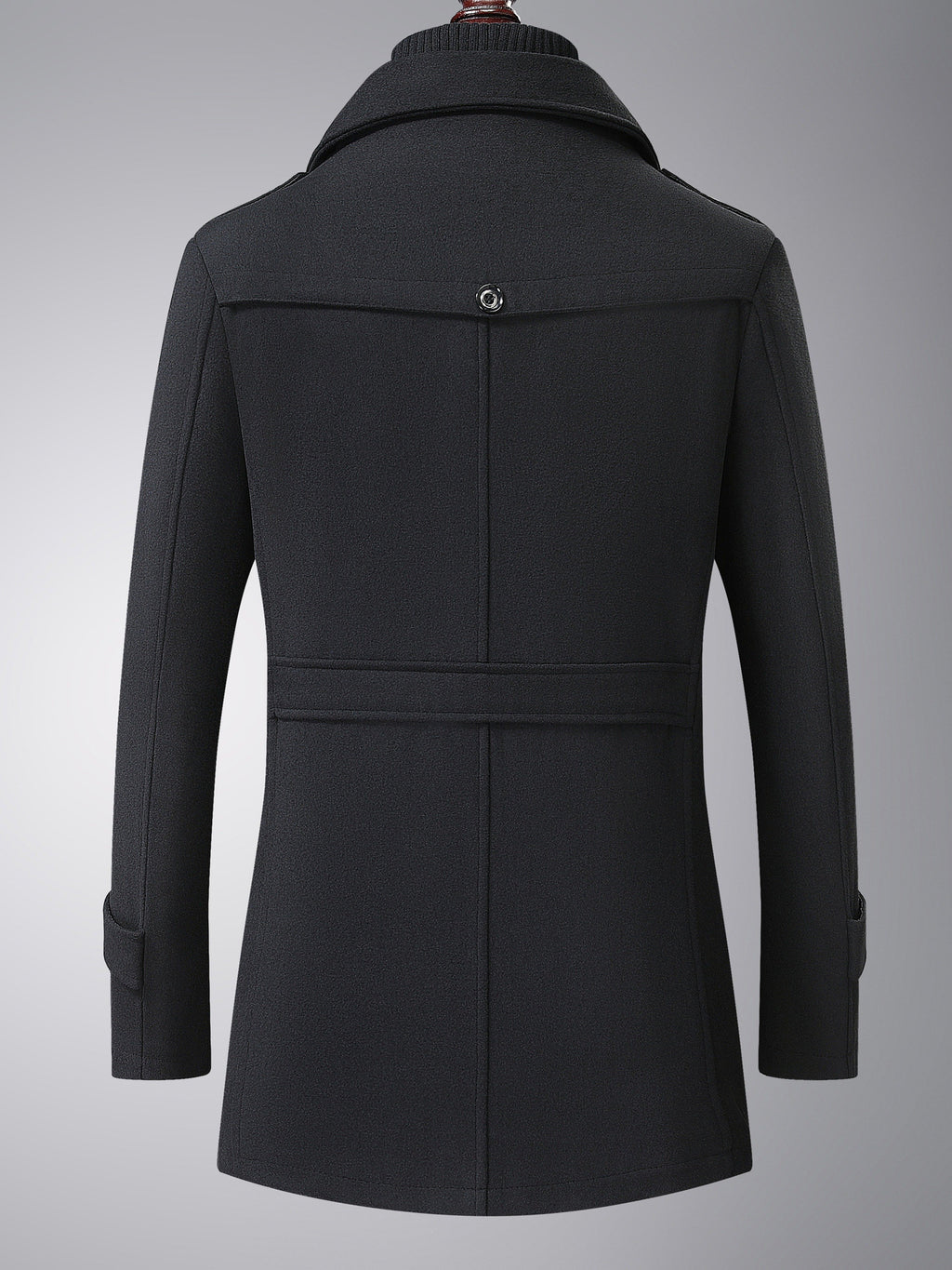 Back view of the men's wool tweed coat