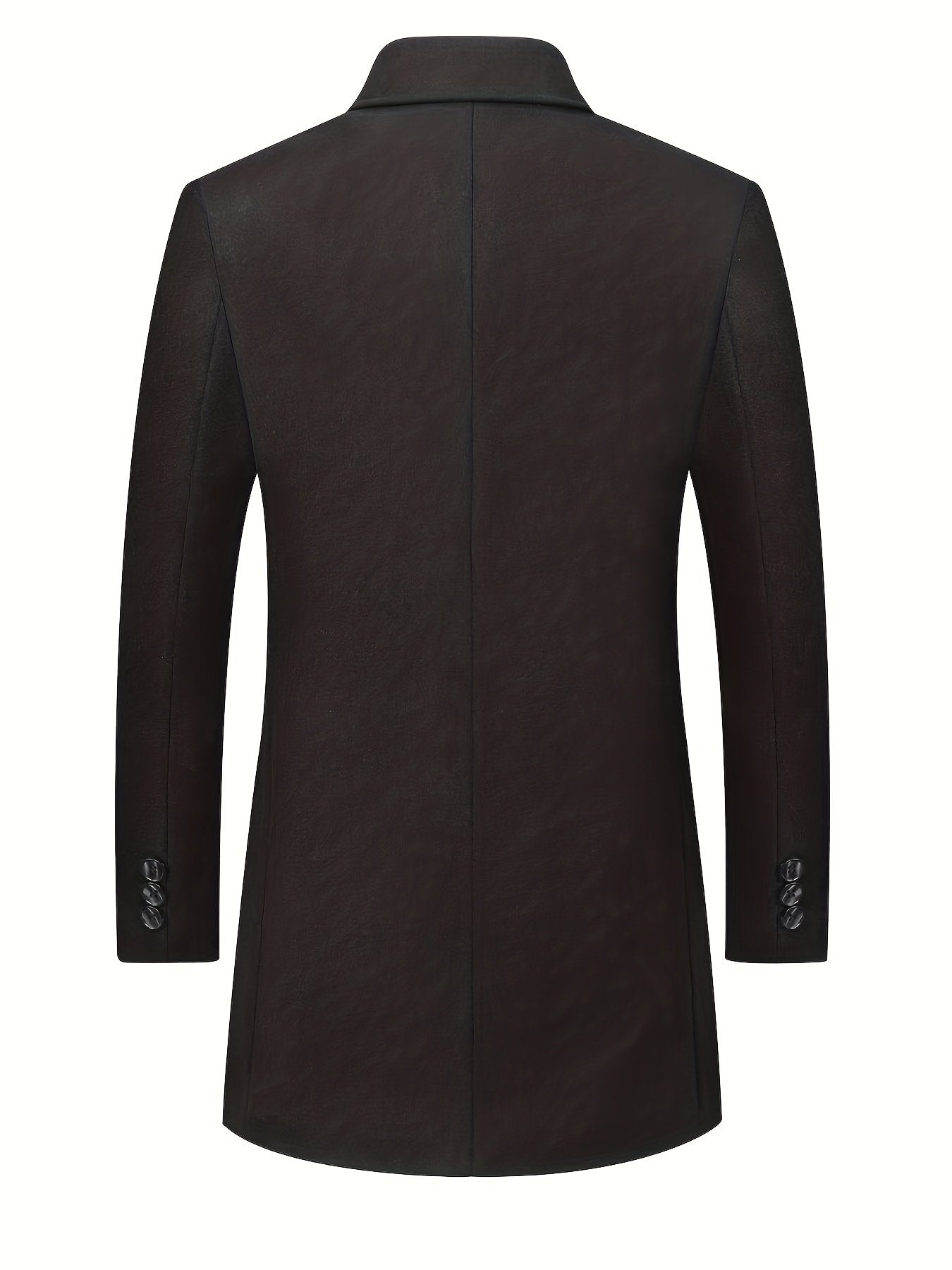 Back view of the men's wool blend tweed overcoat