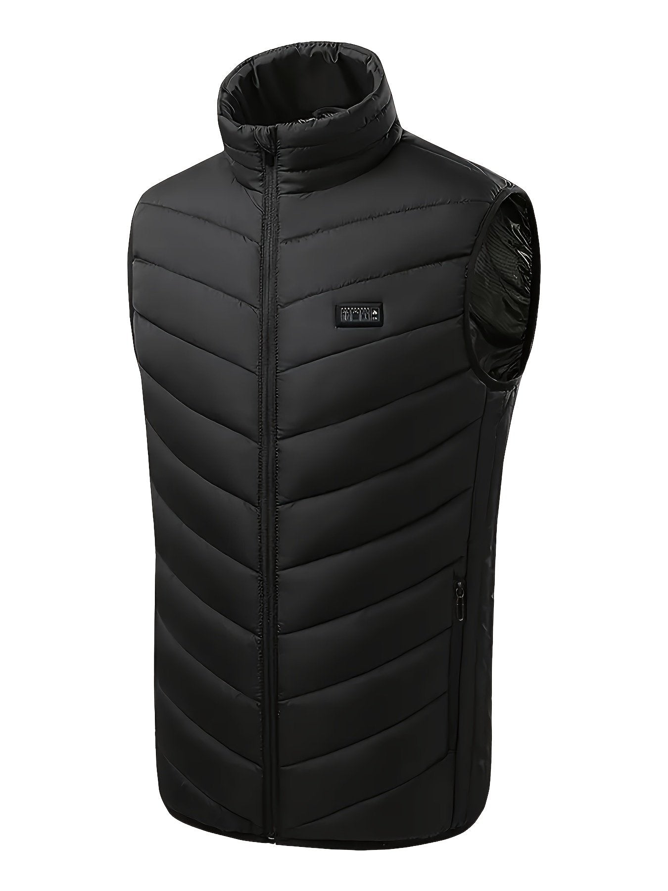 Solid-colour heated gilet for men shown from the back with warming panels
