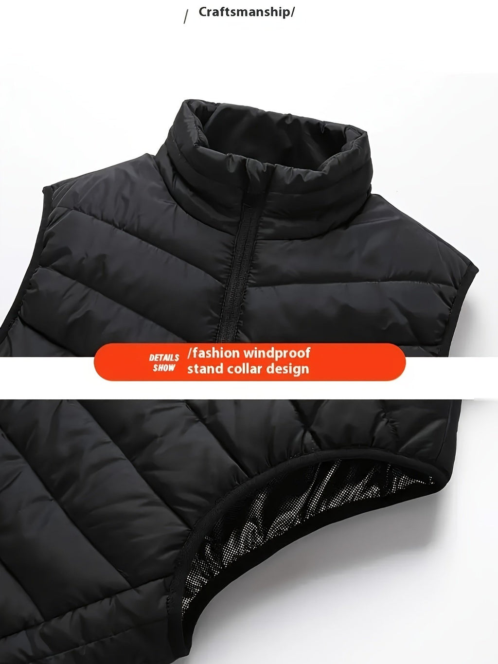 Lightweight casual heated gilet layered under a winter coat for men
