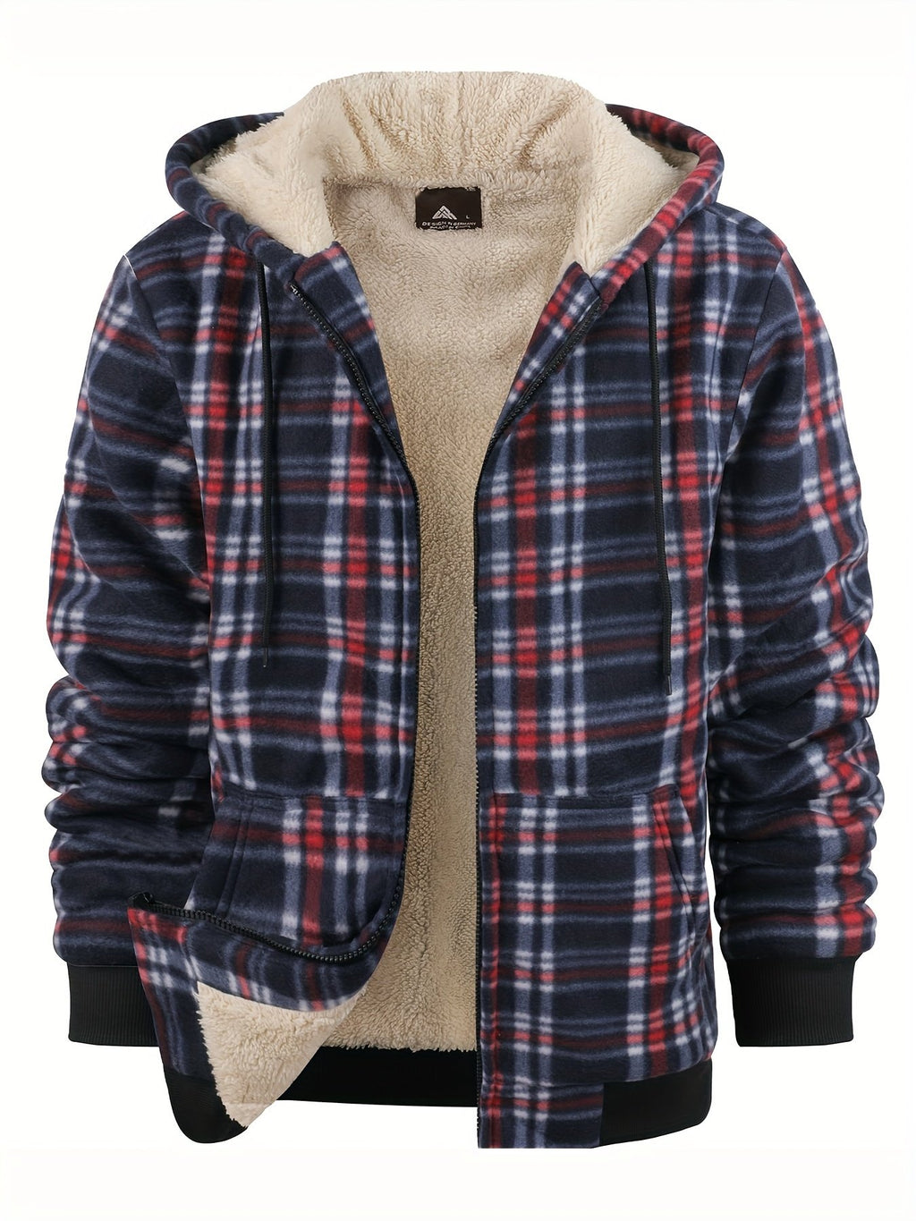 Men's heavyweight plaid shirt jacket worn as warm outdoor winter layer