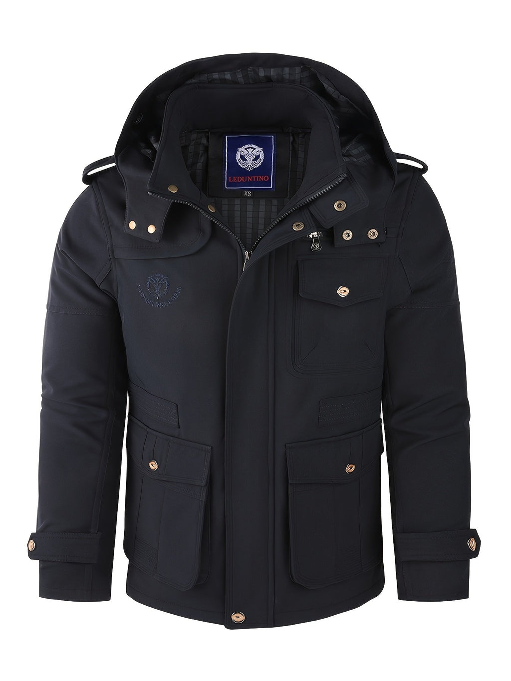 Side view of the men's softshell hooded jacket showing the fit