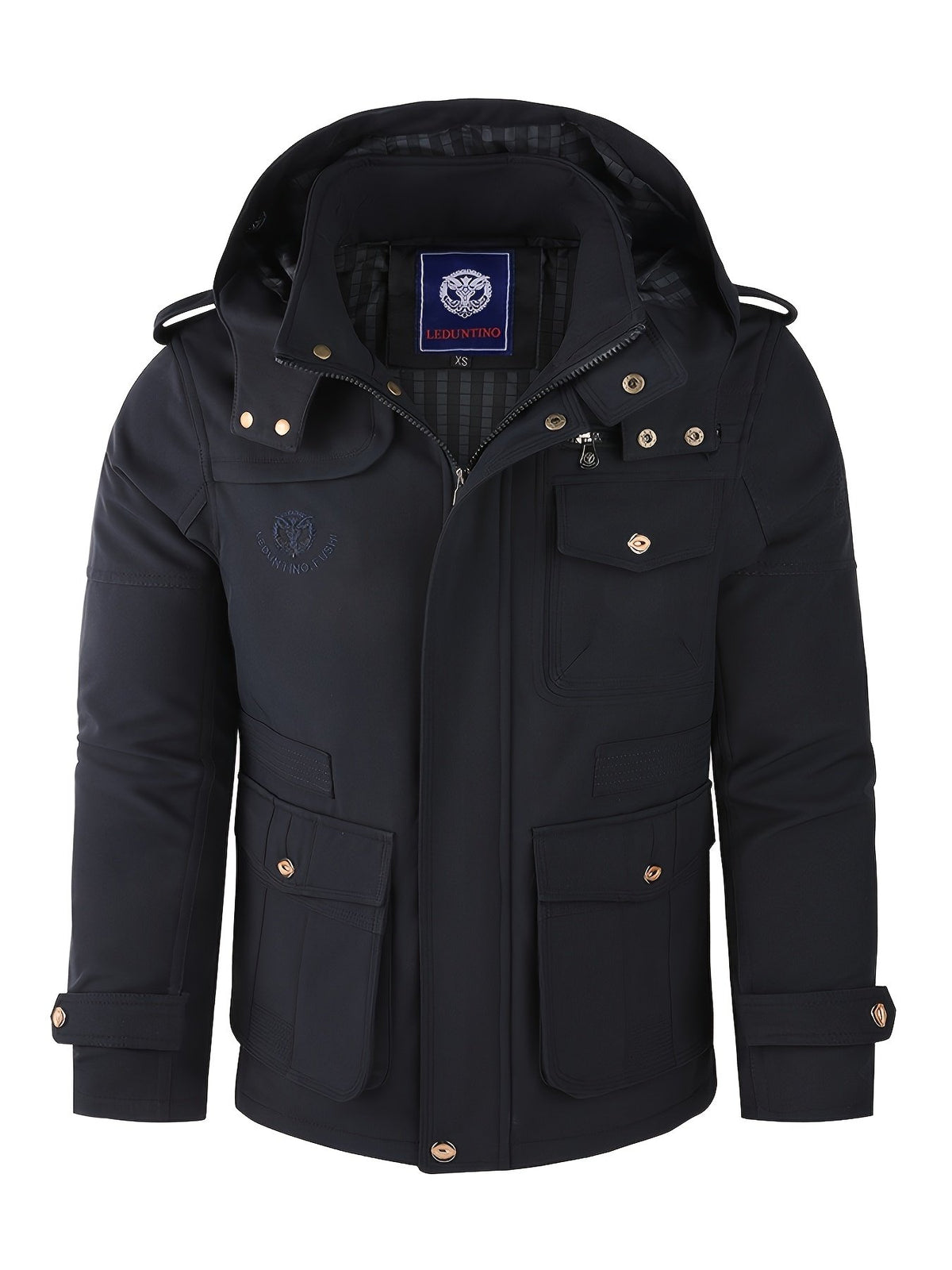 Side view of the men's softshell hooded jacket showing the fit
