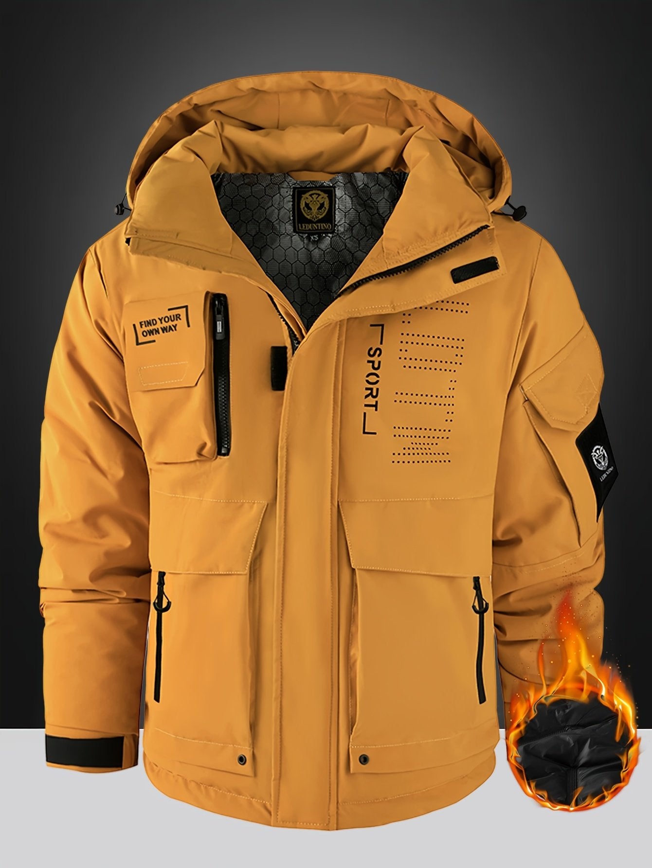 Multi-pocket padded jacket side view for winter workwear - image 2