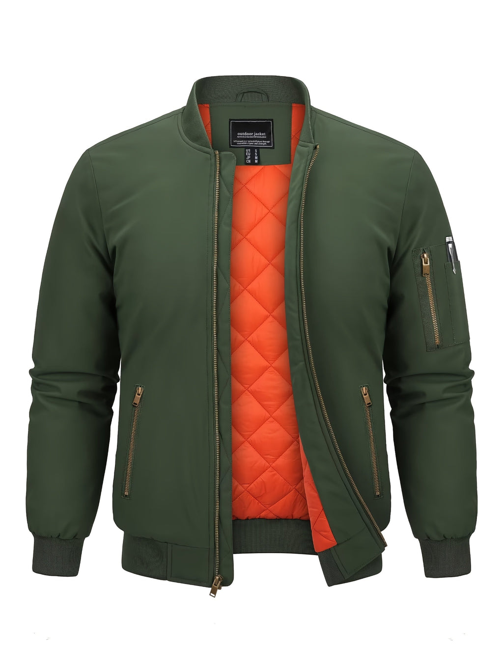 Lupo Delle Alpi men's thermal padded bomber jacket, warm outdoor winter coat - side styling view