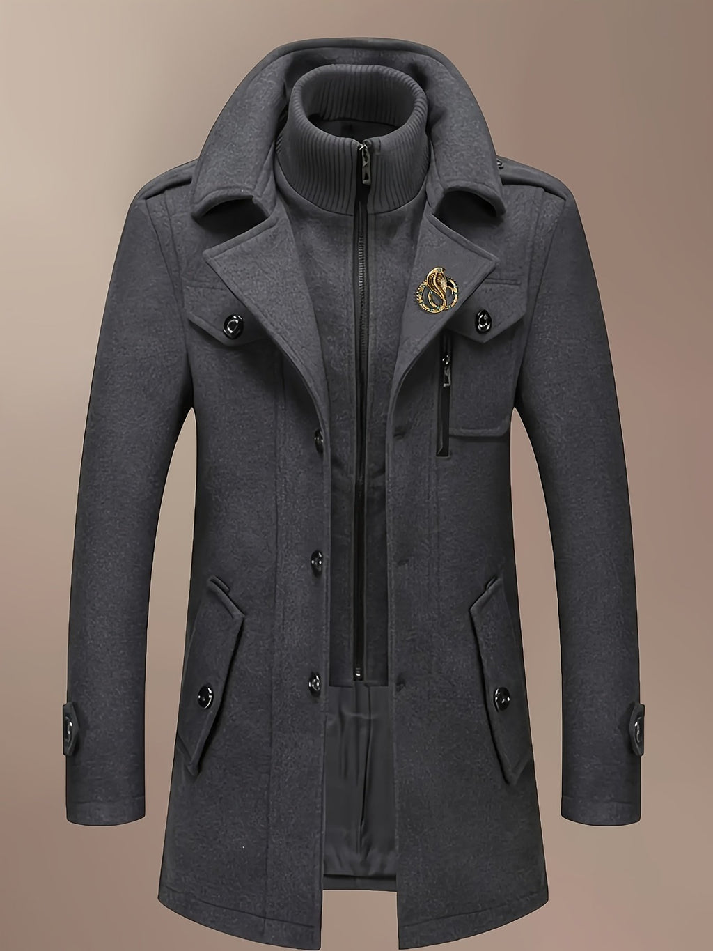 Back view of the men's wool blend business coat