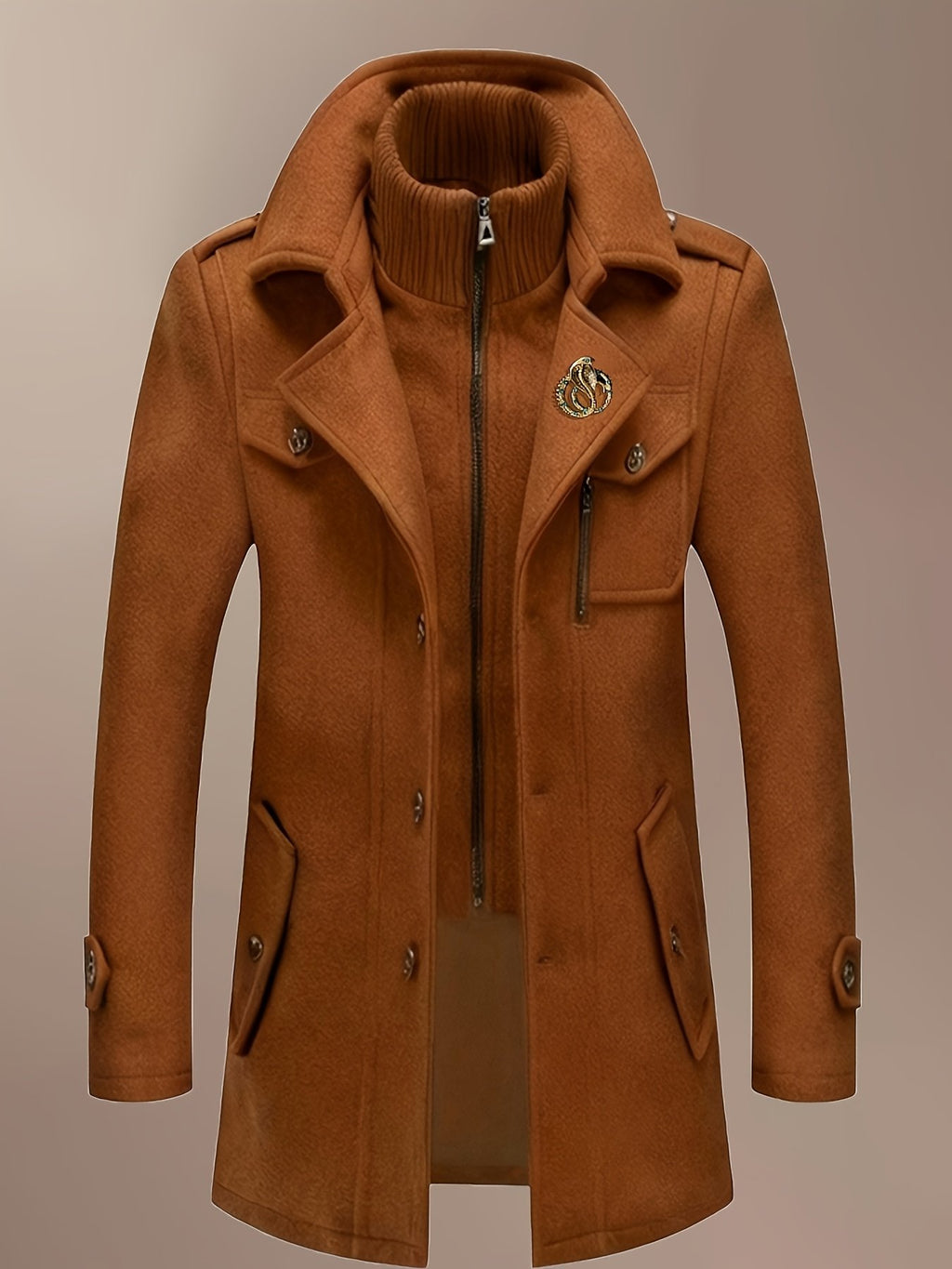 Men's wool blend business coat styled with jeans for cold weather