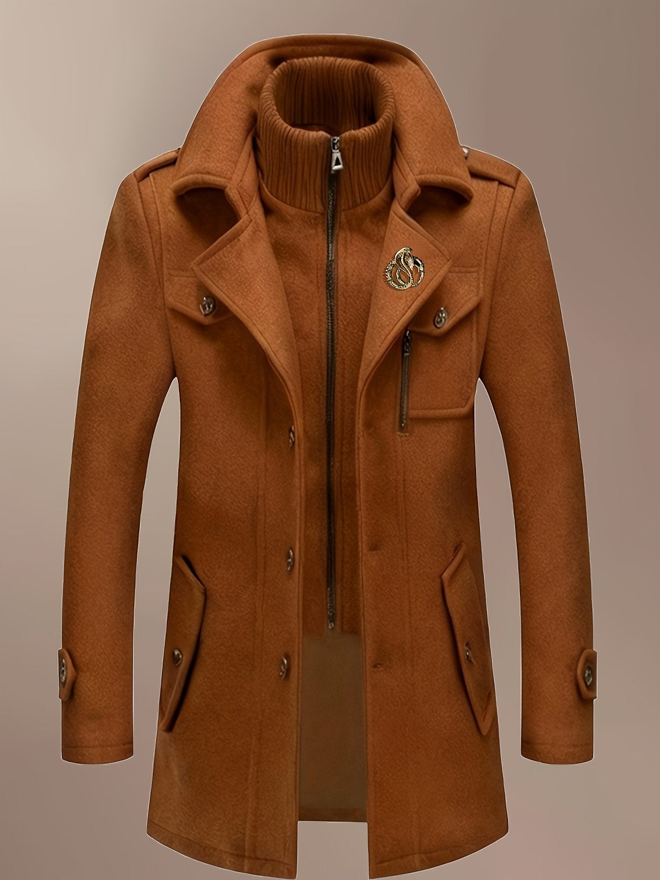 Men's wool blend business coat styled with jeans for cold weather