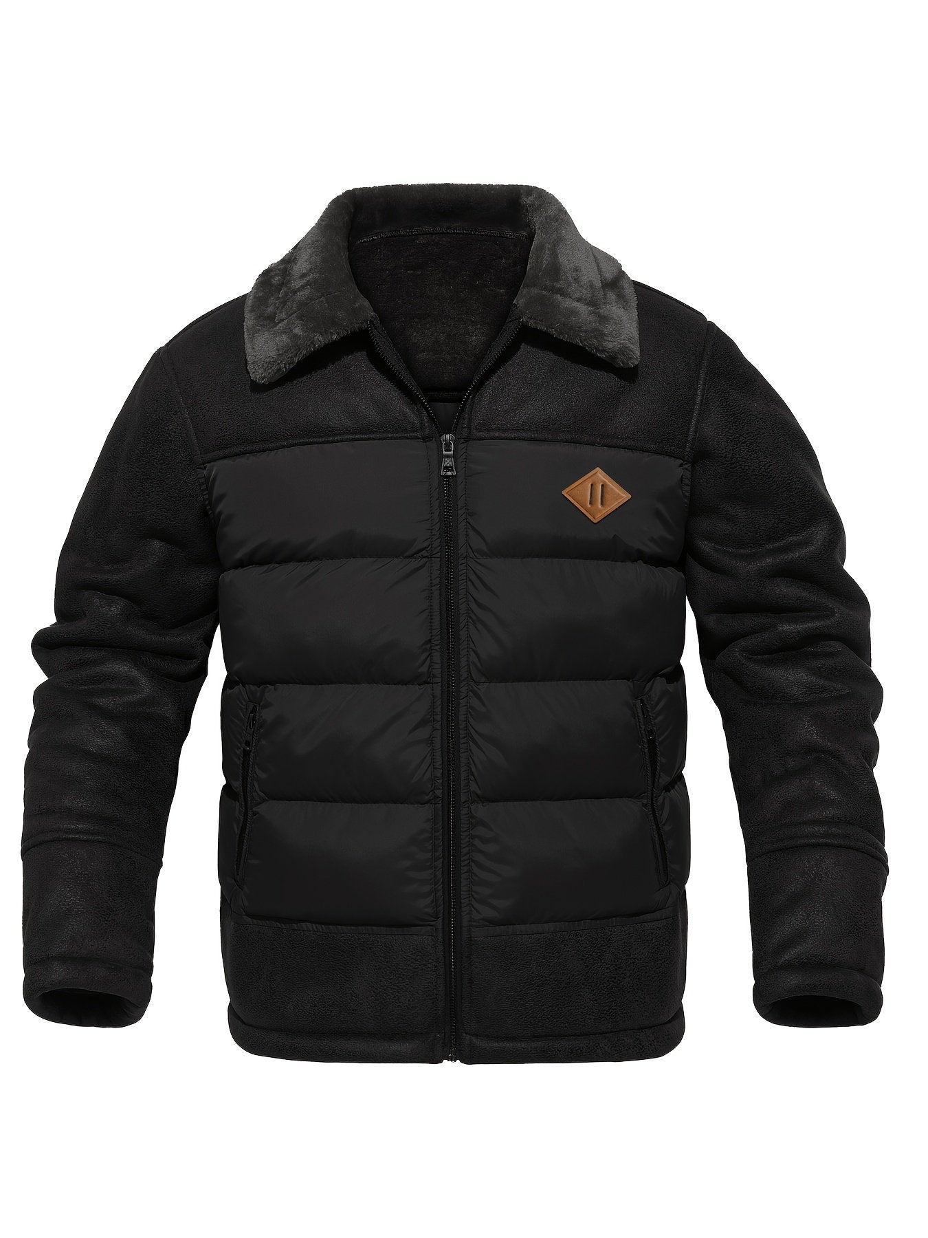 Back view of the men's faux fur collar jacket