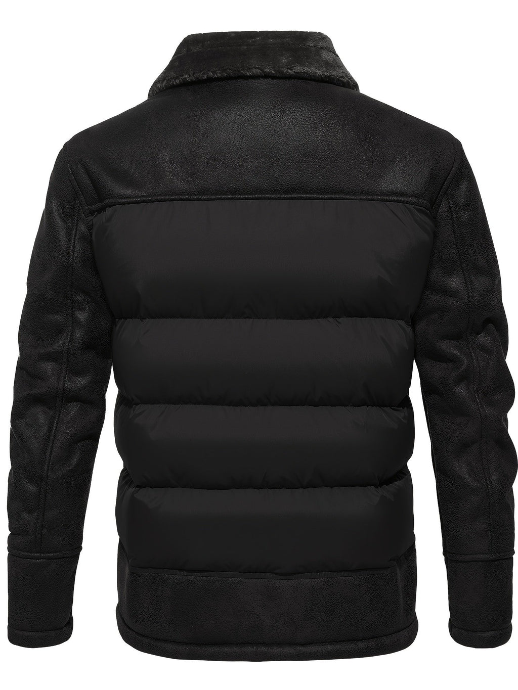 Collar and fastening detail of the men's faux fur collar jacket
