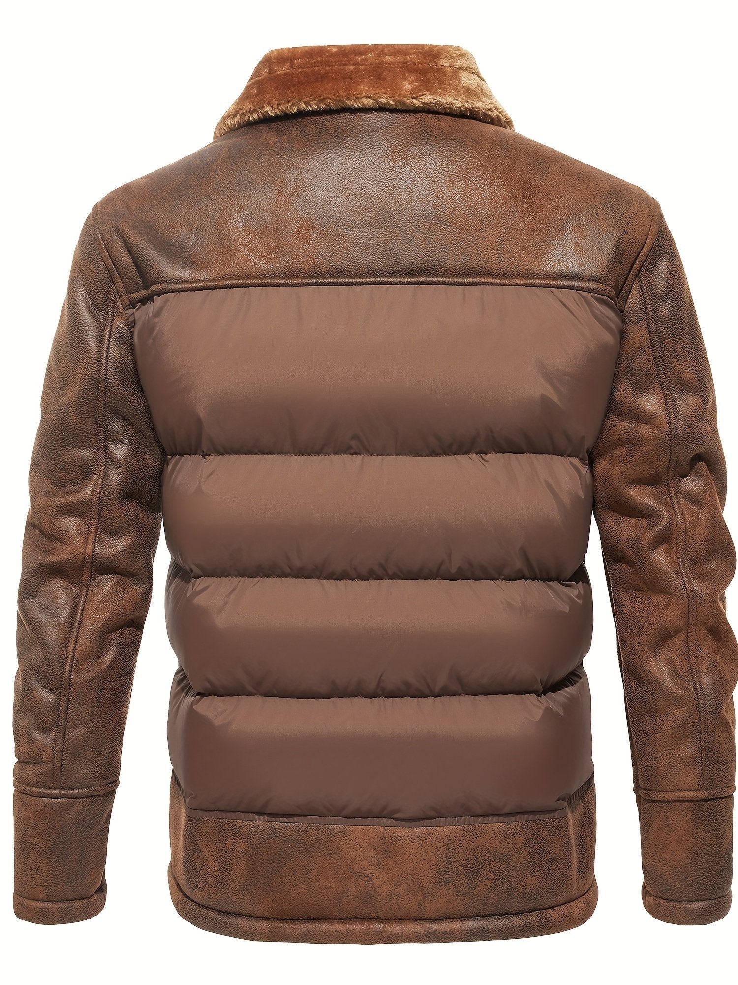 Men's faux fur collar jacket styled with jeans for cold weather