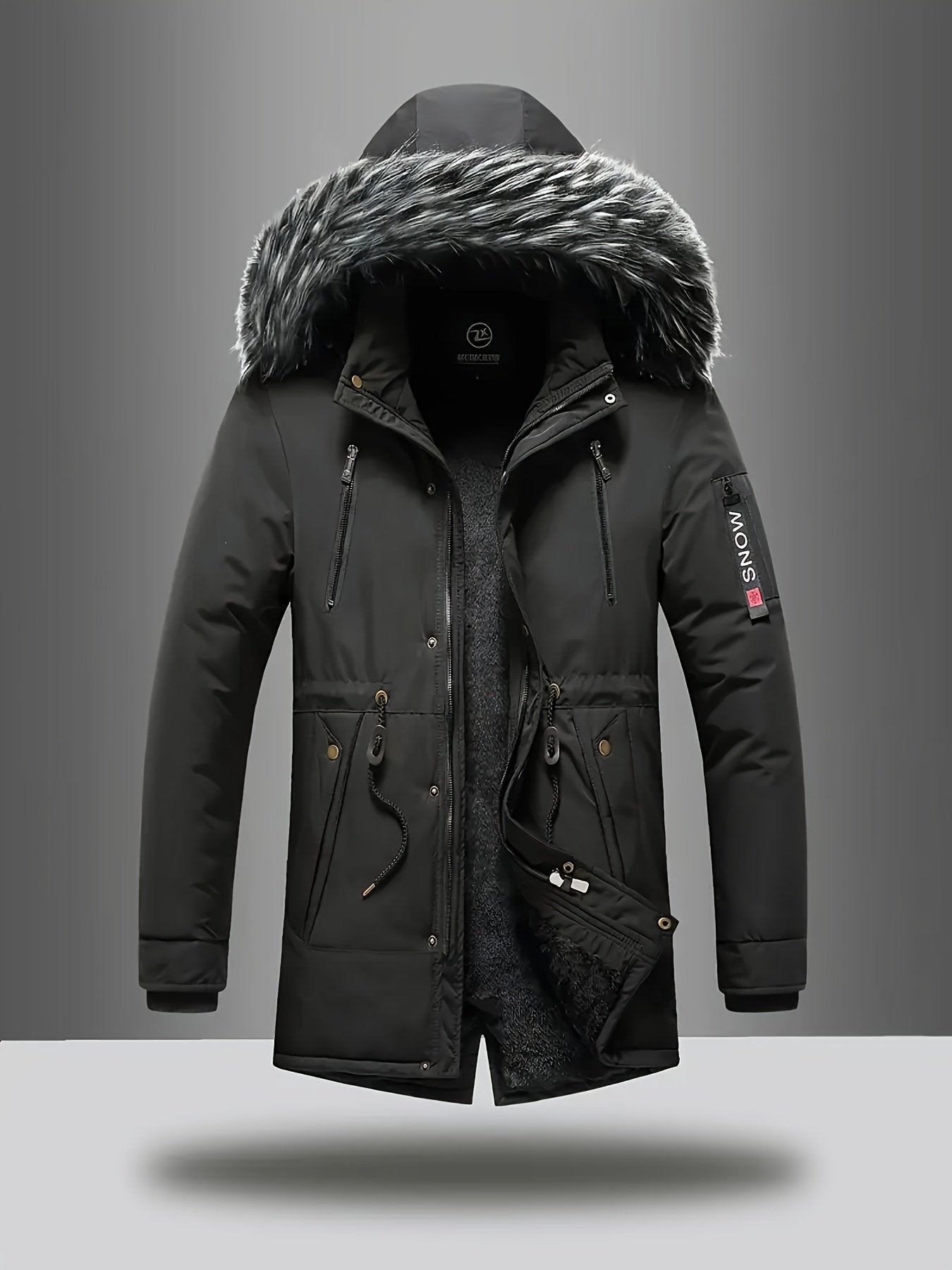 Back view of the men's hooded fleece jacket