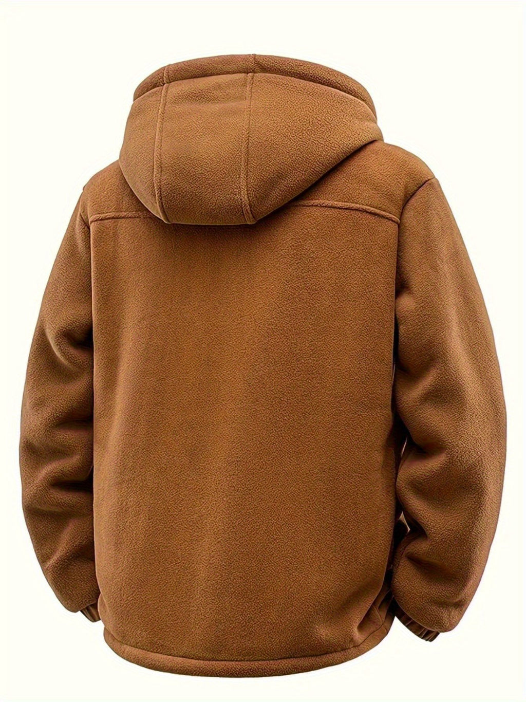 Back view of men's hooded windproof fleece jacket - image 5