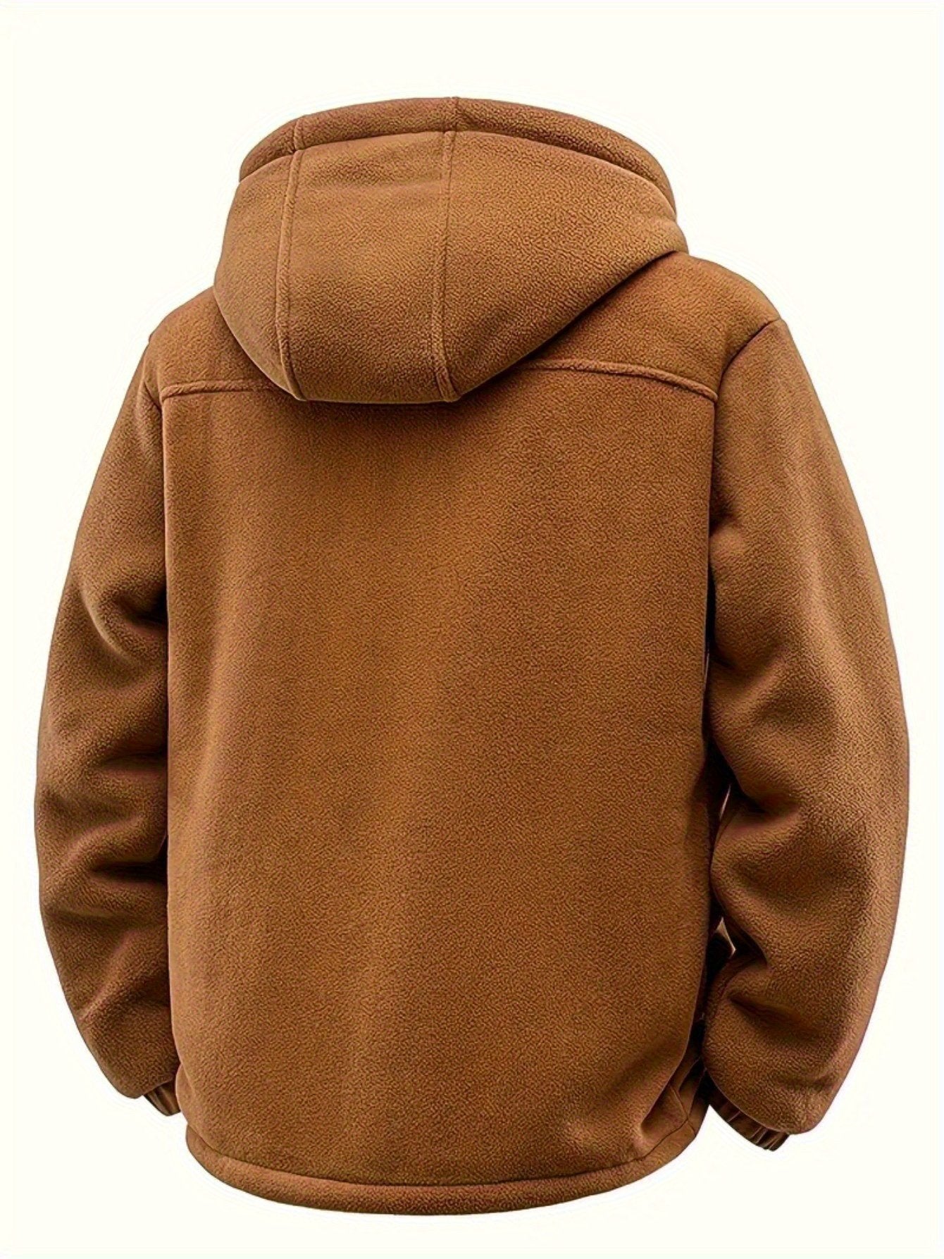 Back view of men's hooded windproof fleece jacket - image 5