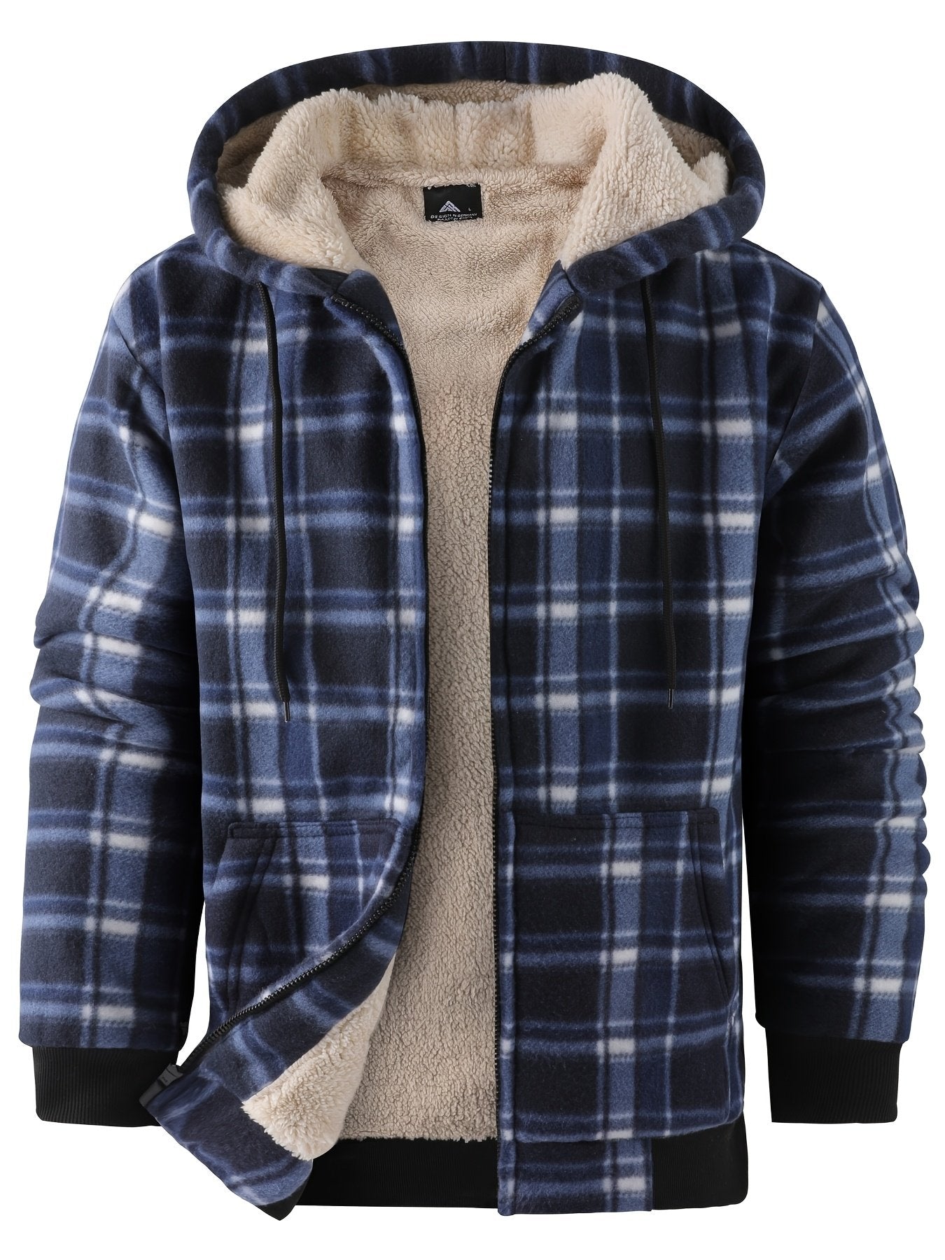 Men's sherpa fleece shacket shown from the front for winter