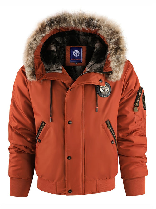 Men's faux fur hood jacket shown from the front for winter