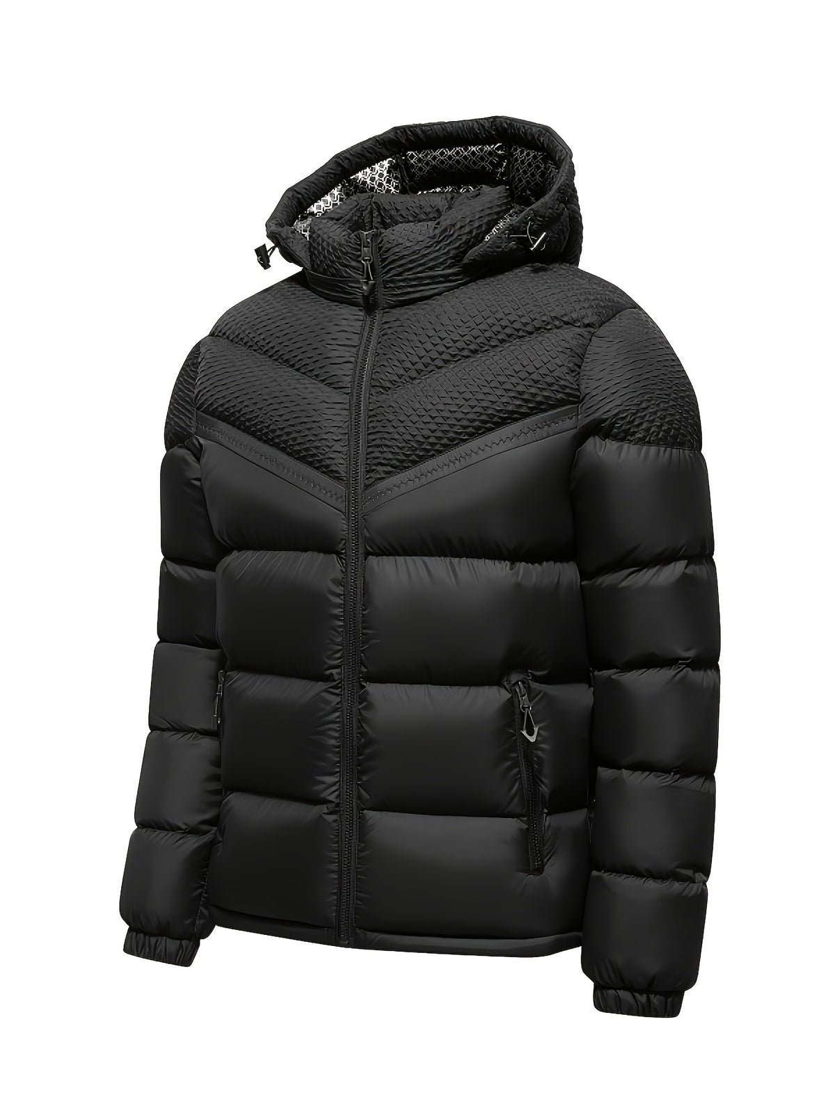 Side view of the men's fleece-lined parka showing the fit