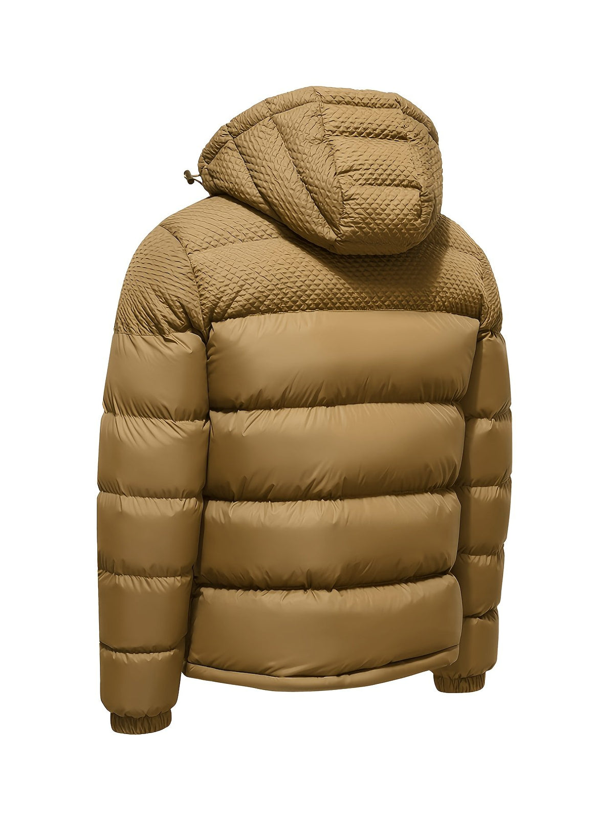 Collar and fastening detail of the men's fleece-lined parka