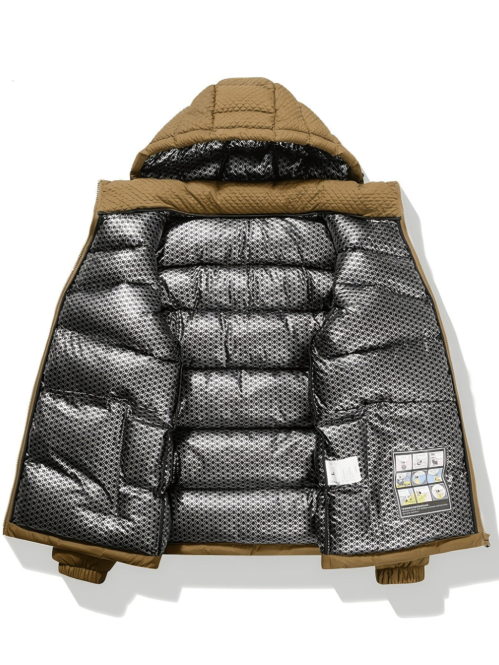 Men's fleece-lined parka styled with jeans for cold weather