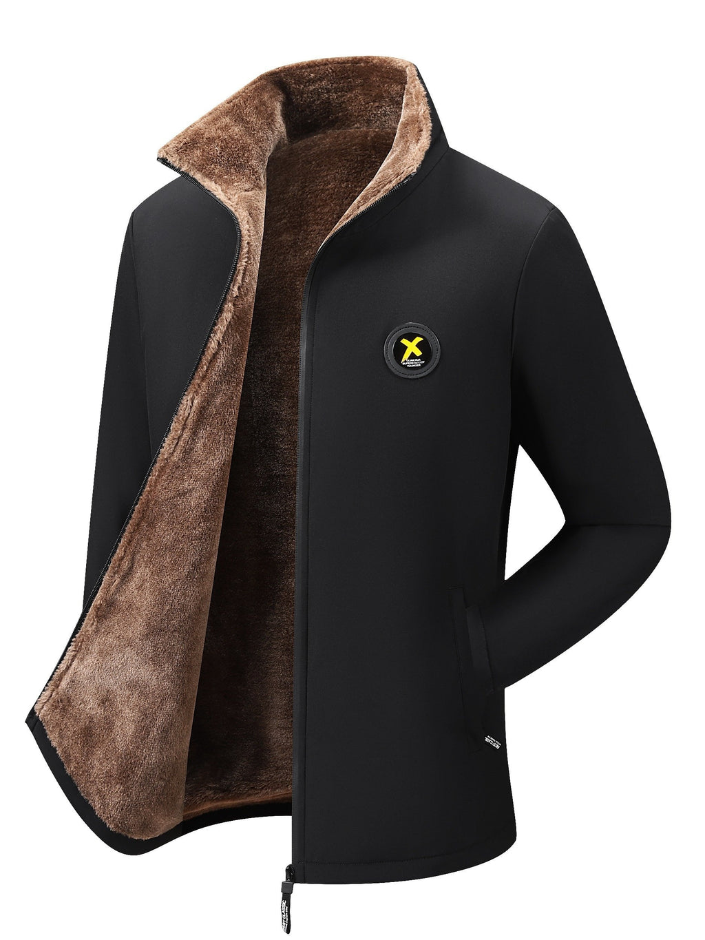 Back view of the men's padded stand collar jacket