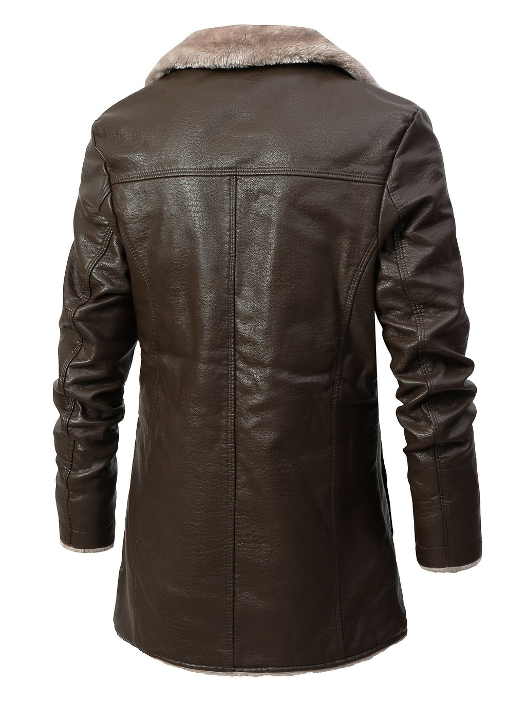 Back view of the men's faux leather coat