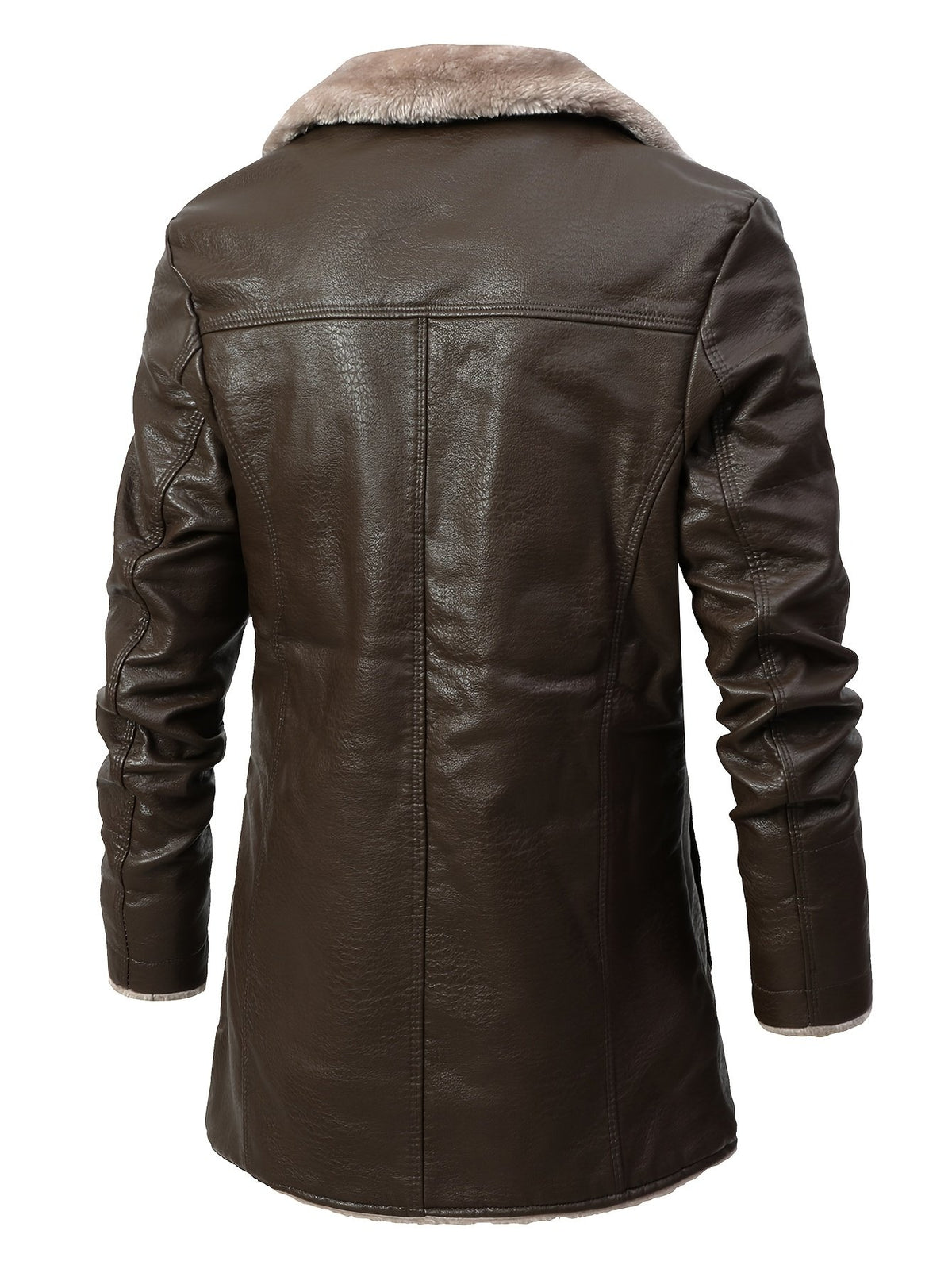 Back view of the men's faux leather coat