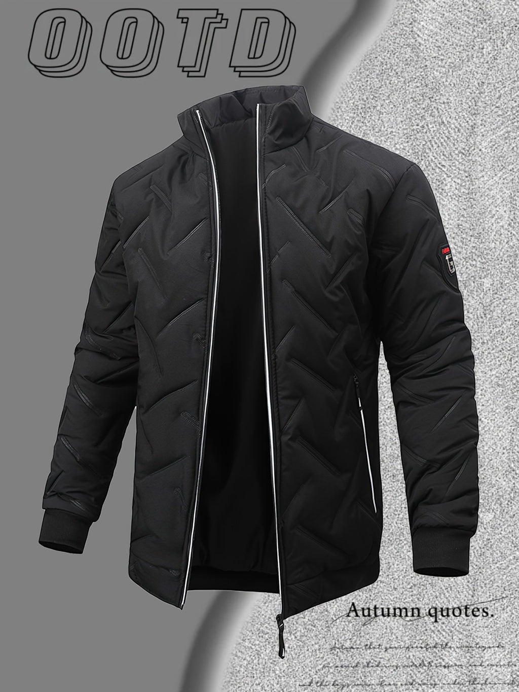 Back view of the men's padded bomber jacket