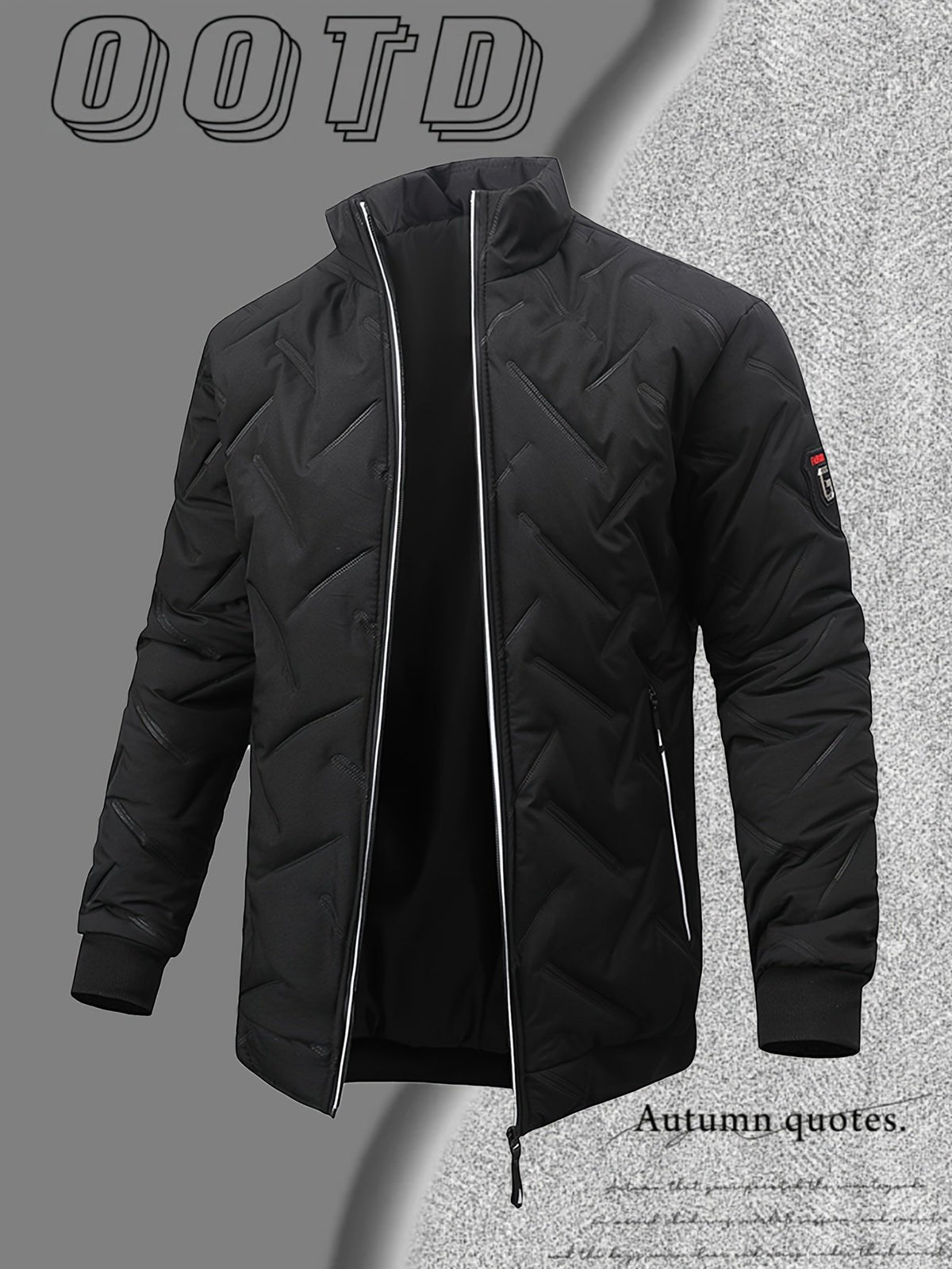 Back view of the men's padded bomber jacket