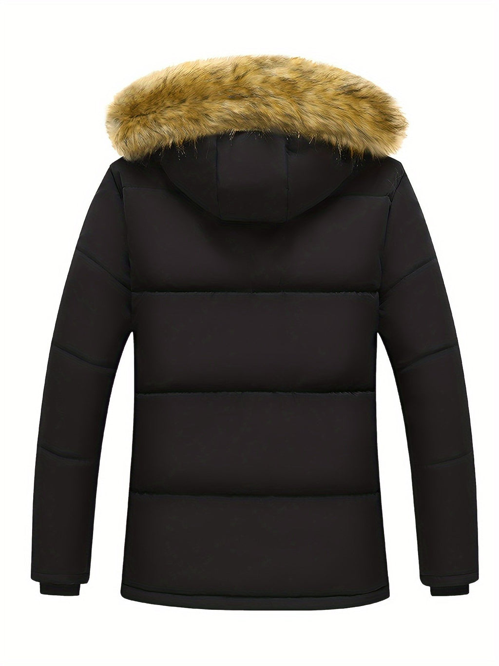 Side view of the men's hooded winter jacket showing the fit