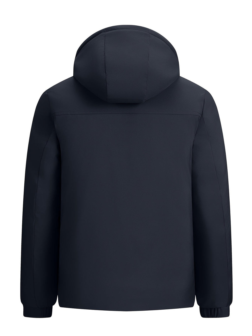 Collar and fastening detail of the men's hooded business winter coat