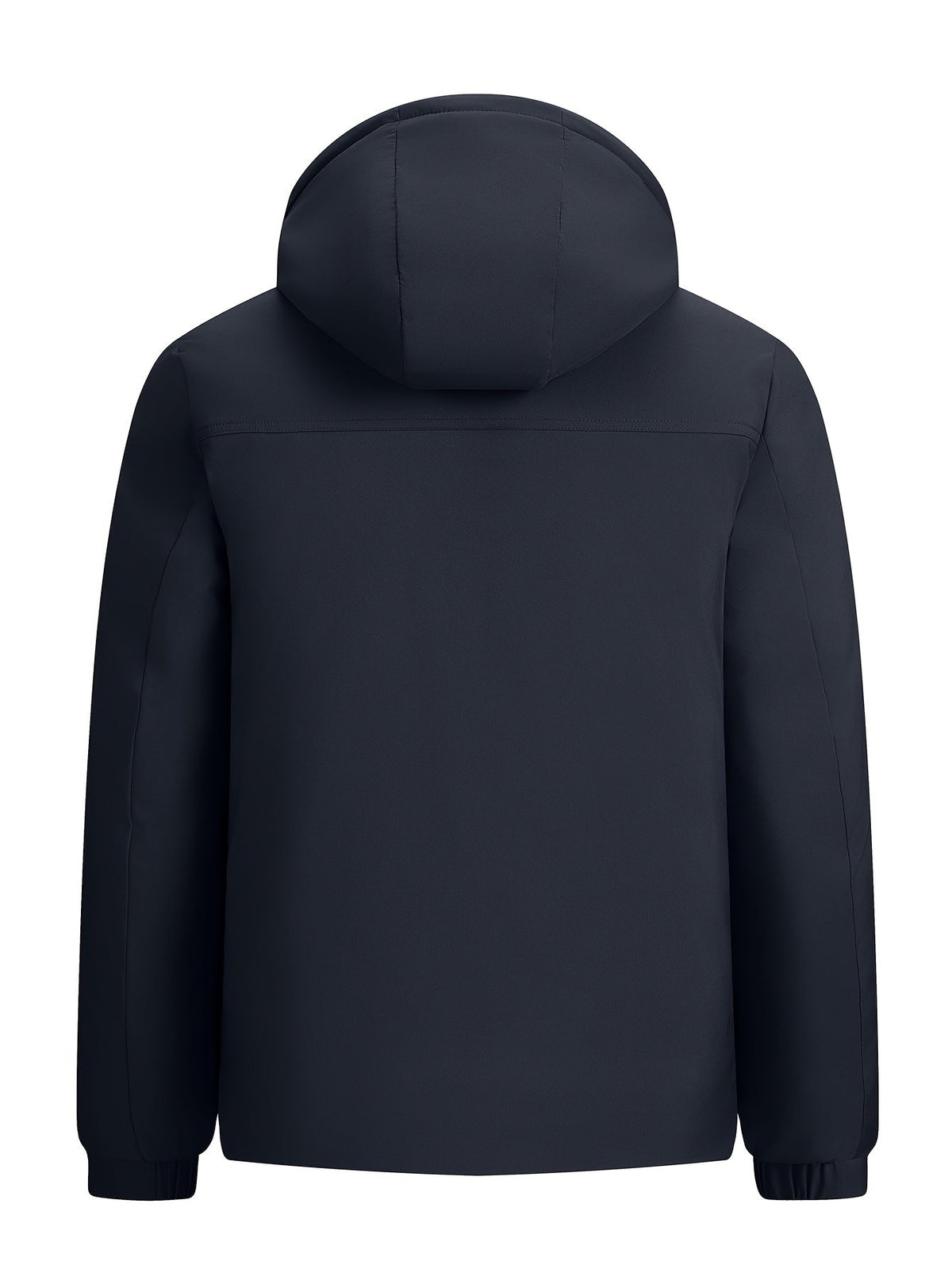 Collar and fastening detail of the men's hooded business winter coat