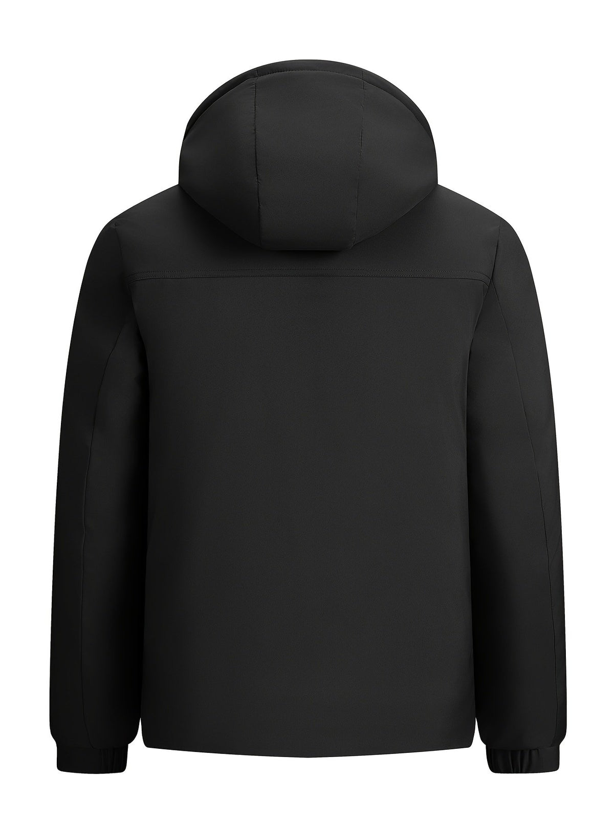 Men's hooded business winter coat styled with jeans for cold weather