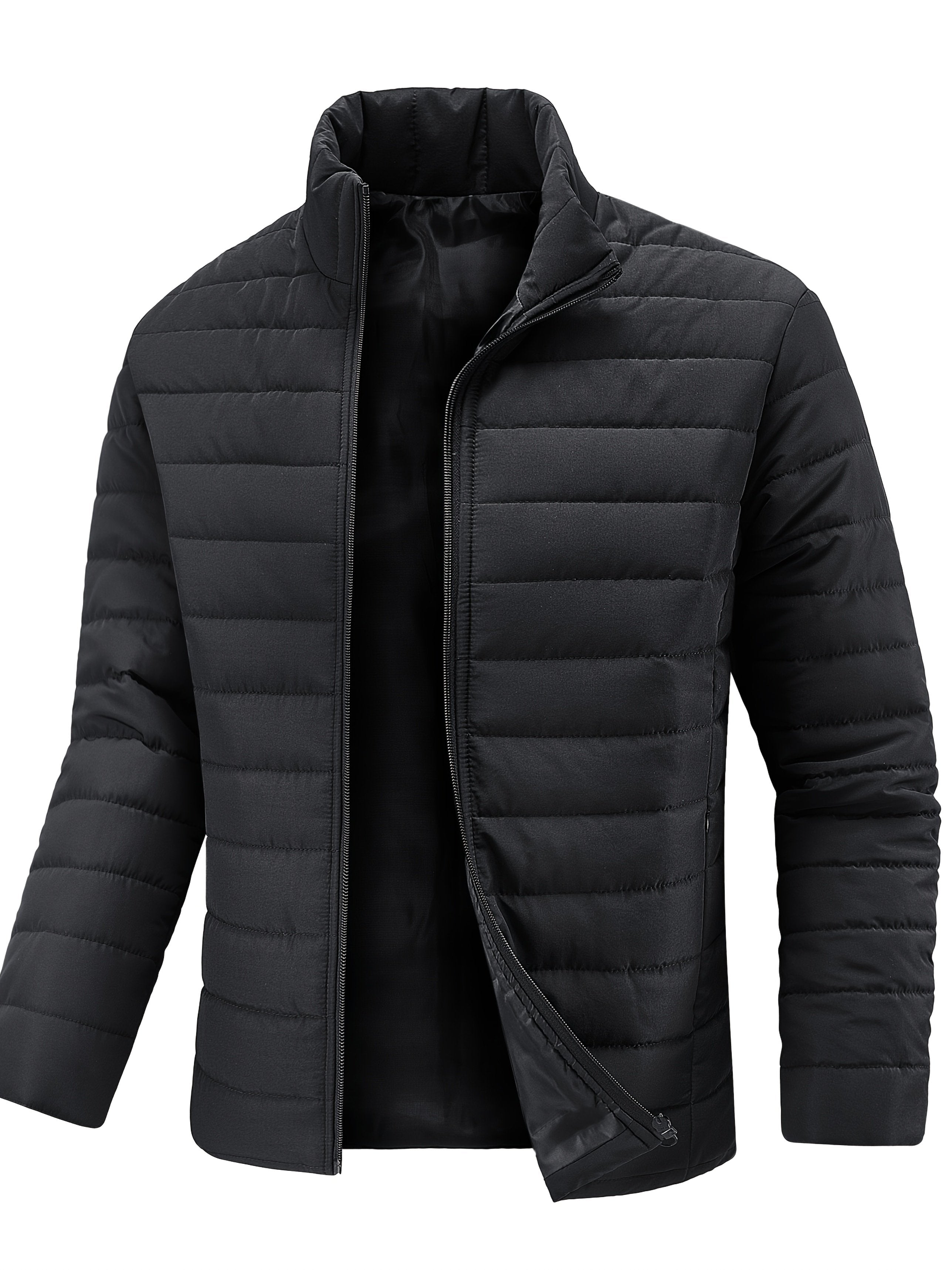 Side view of the men's slim padded winter jacket showing the fit