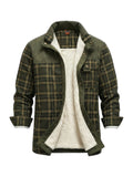 Men's Fleece-Lined Plaid Shirt Jacket Shacket
