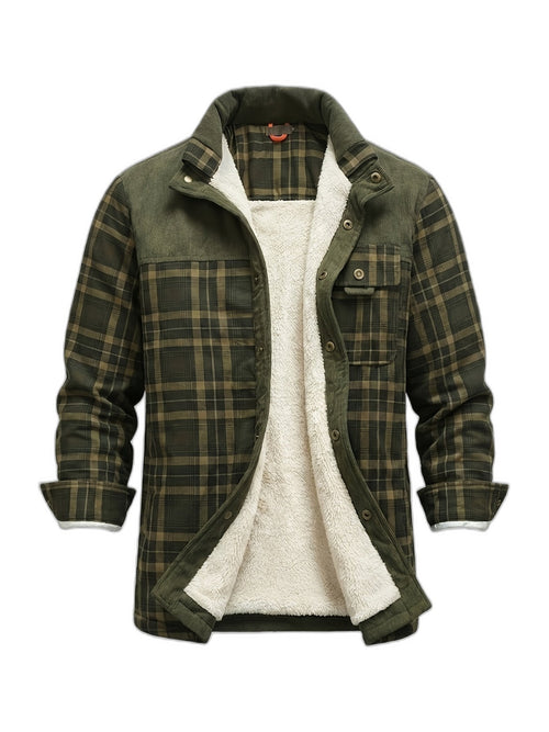 Men's Fleece-Lined Plaid Shirt Jacket Shacket