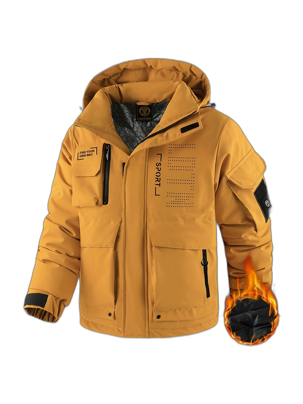 Men's Padded Workwear Jacket Multi-Pocket Windbreaker