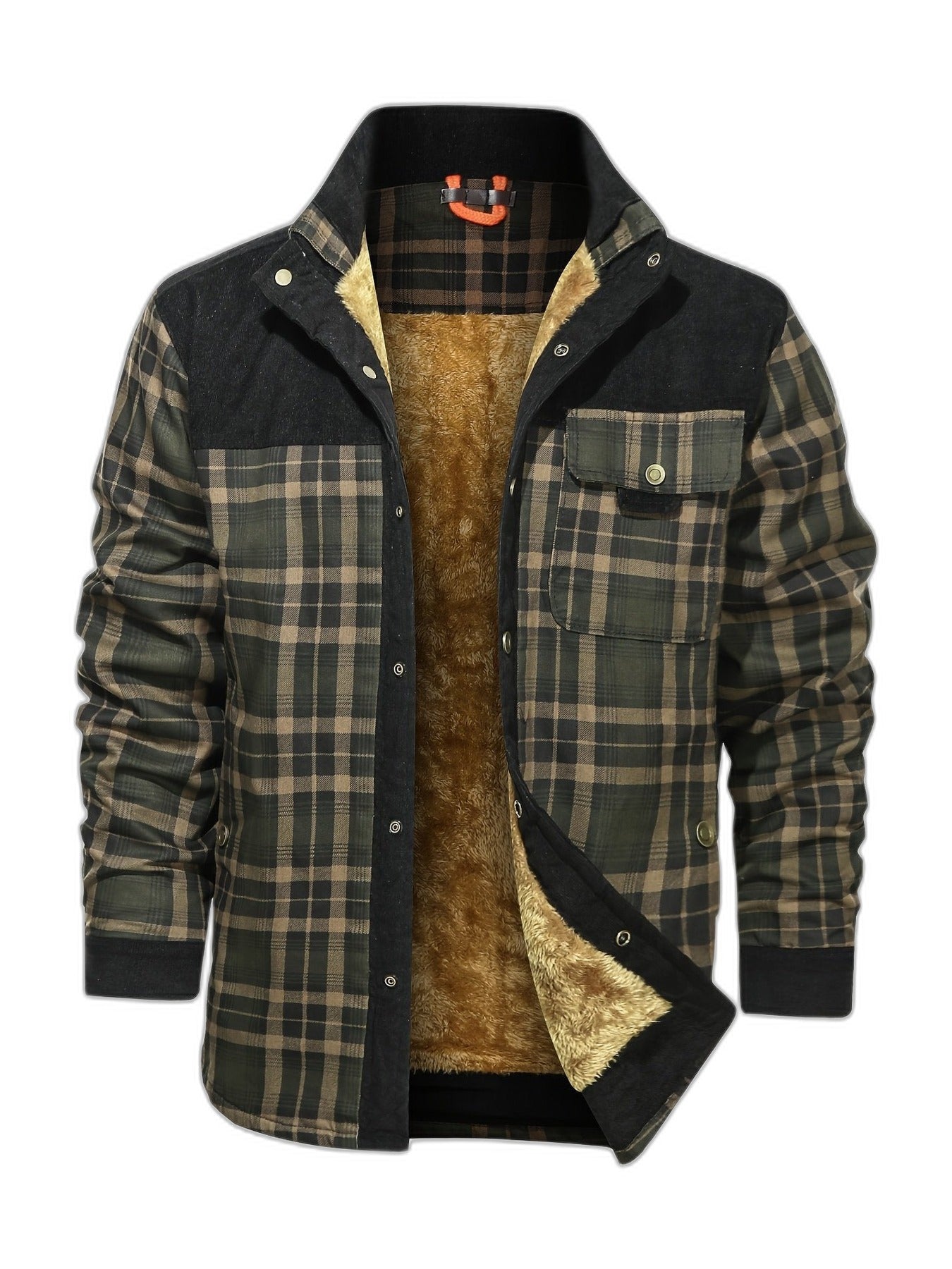 Men's Plaid Shirt Jacket Colour-Block Shacket