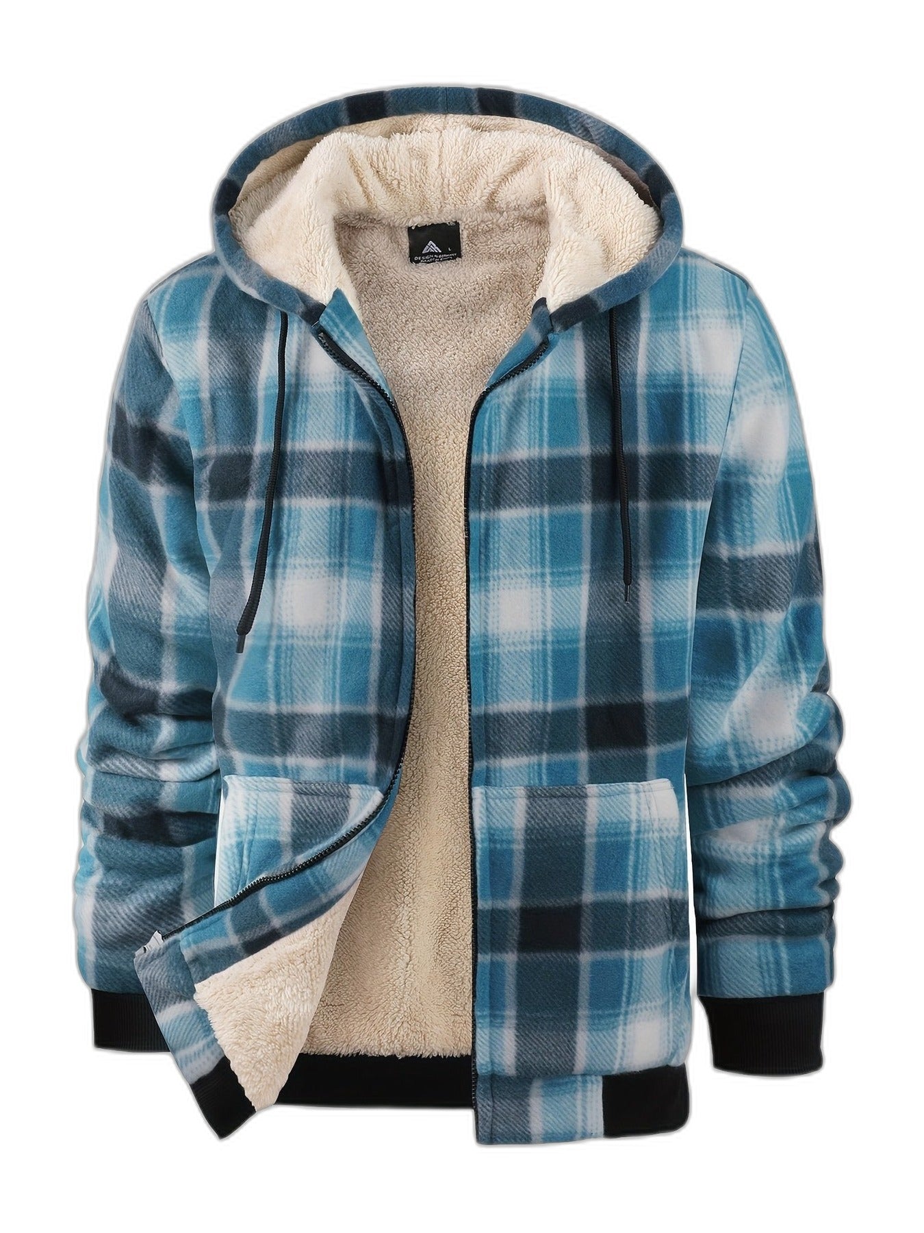 Men's Sherpa-Lined Flannel Plaid Shirt Jacket - Hooded