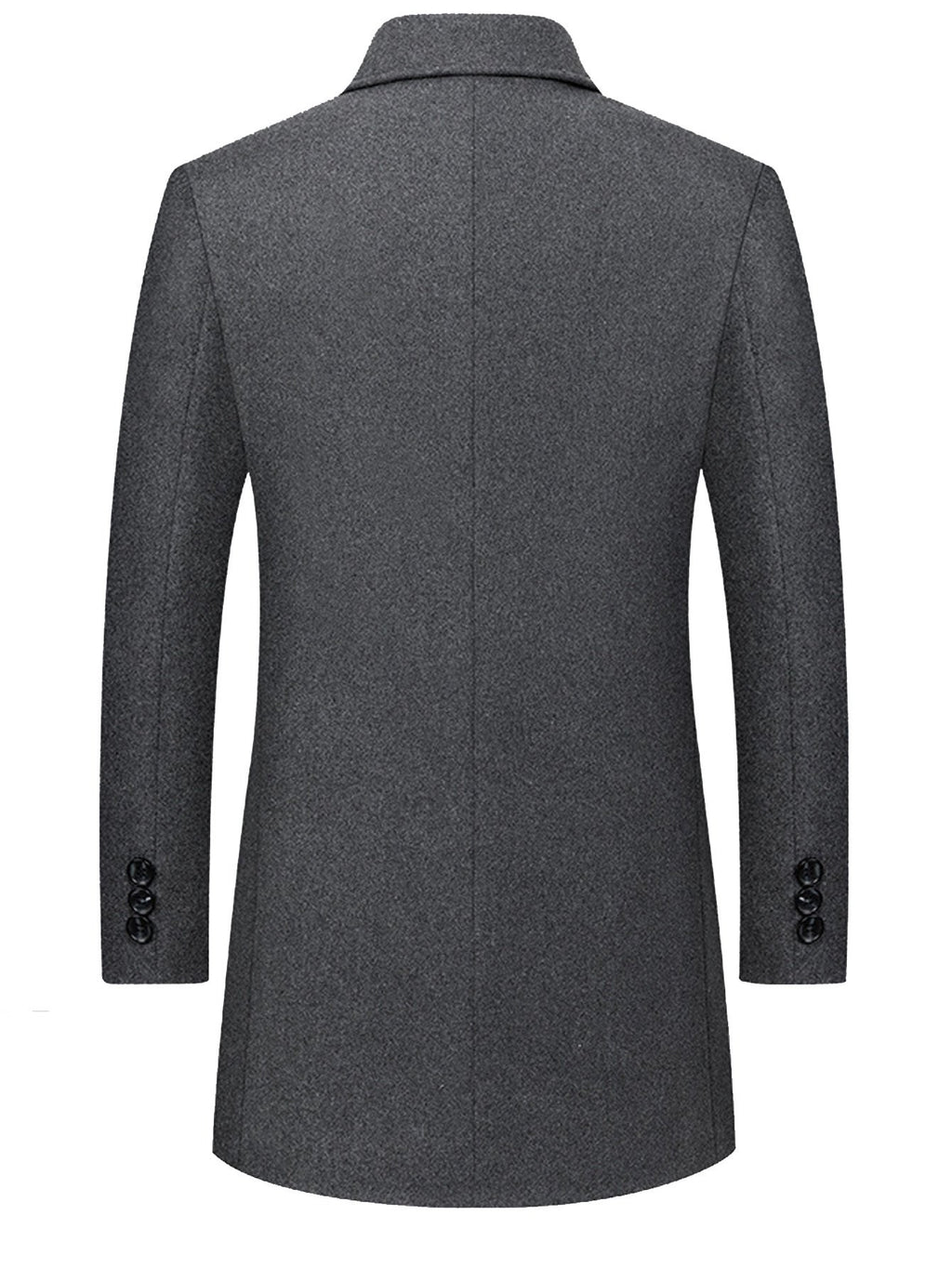 Back view of the men's wool blend overcoat