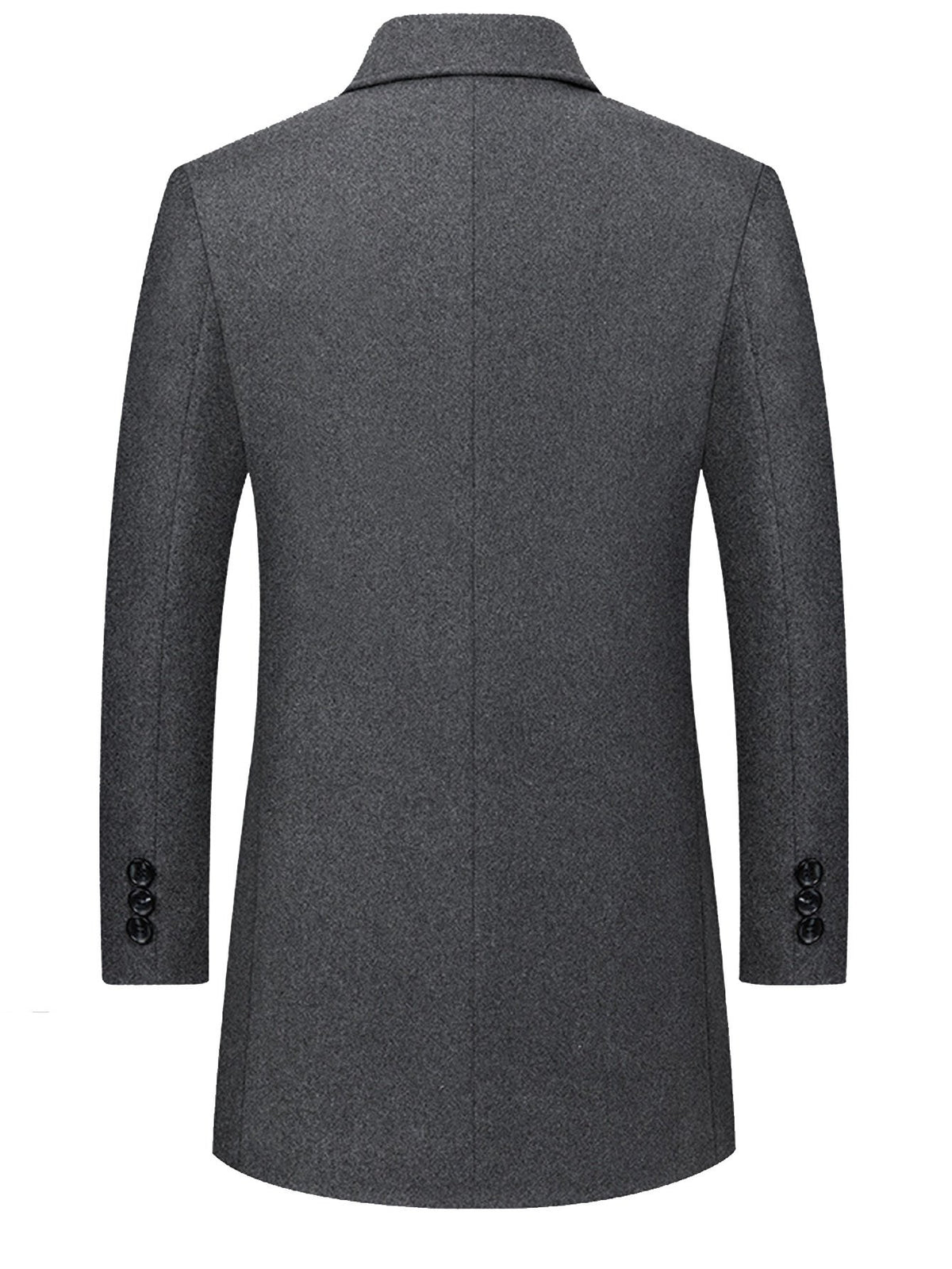 Back view of the men's wool blend overcoat