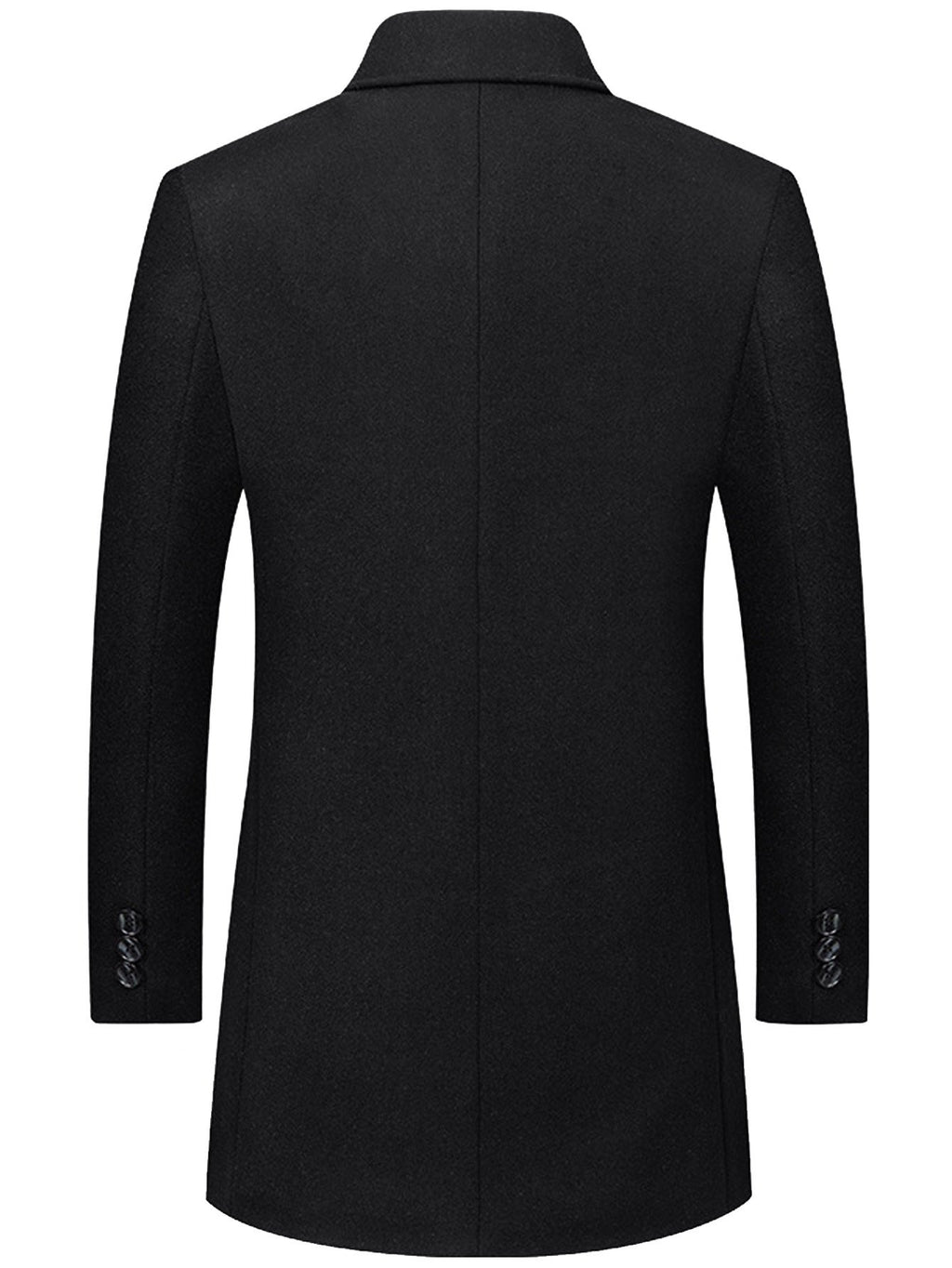 Close-up of the men's wool blend overcoat fabric and stitching