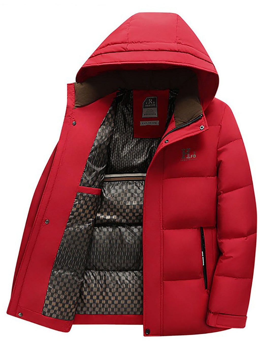 Men's detachable hood winter coat shown from the front for winter