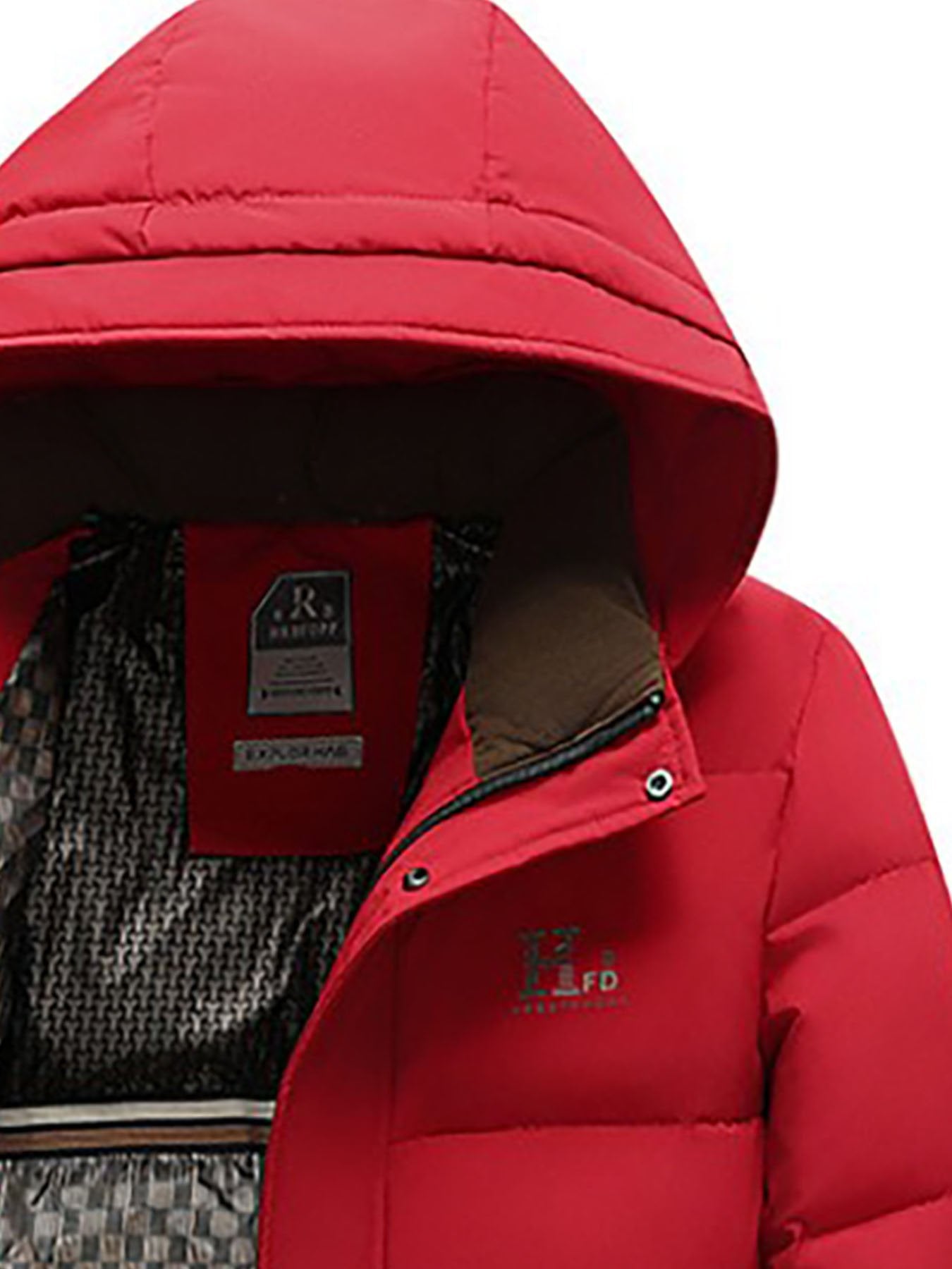 Men's detachable hood winter coat styled with jeans for cold weather