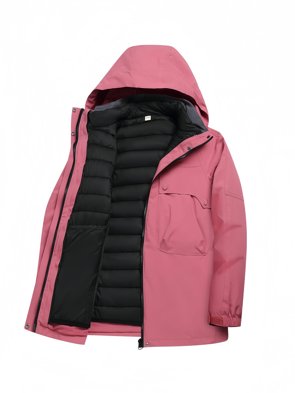 Close-up of the men's 3-in-1 ski jacket fabric and stitching